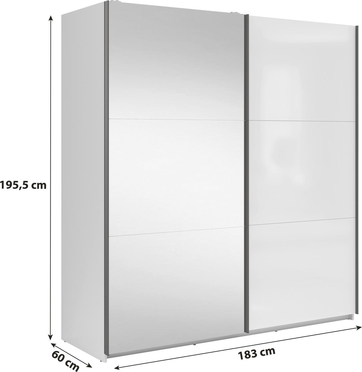 DULAP USI GLISANTE TETRIX - străveziu/stejar Wotan, Modern, sticlă/material pe bază de lemn (183/195,5/60cm) - MID.YOU