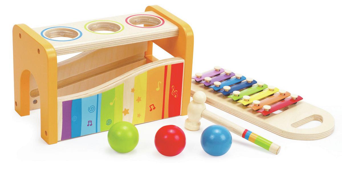 Xilofon És Kalapálós Játék Hape - többszínű, Basics, műanyag/faalapú anyag (24,0/15,0/13,5cm) - Hape