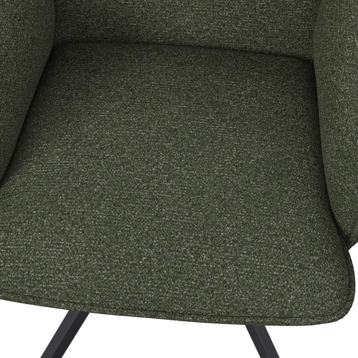 Armlehnstuhl Tess Grün Chenille Drehbar Gepolstert - Schwarz/Grün, MODERN, Holz/Textil (64/90/63cm) - Bessagi Home