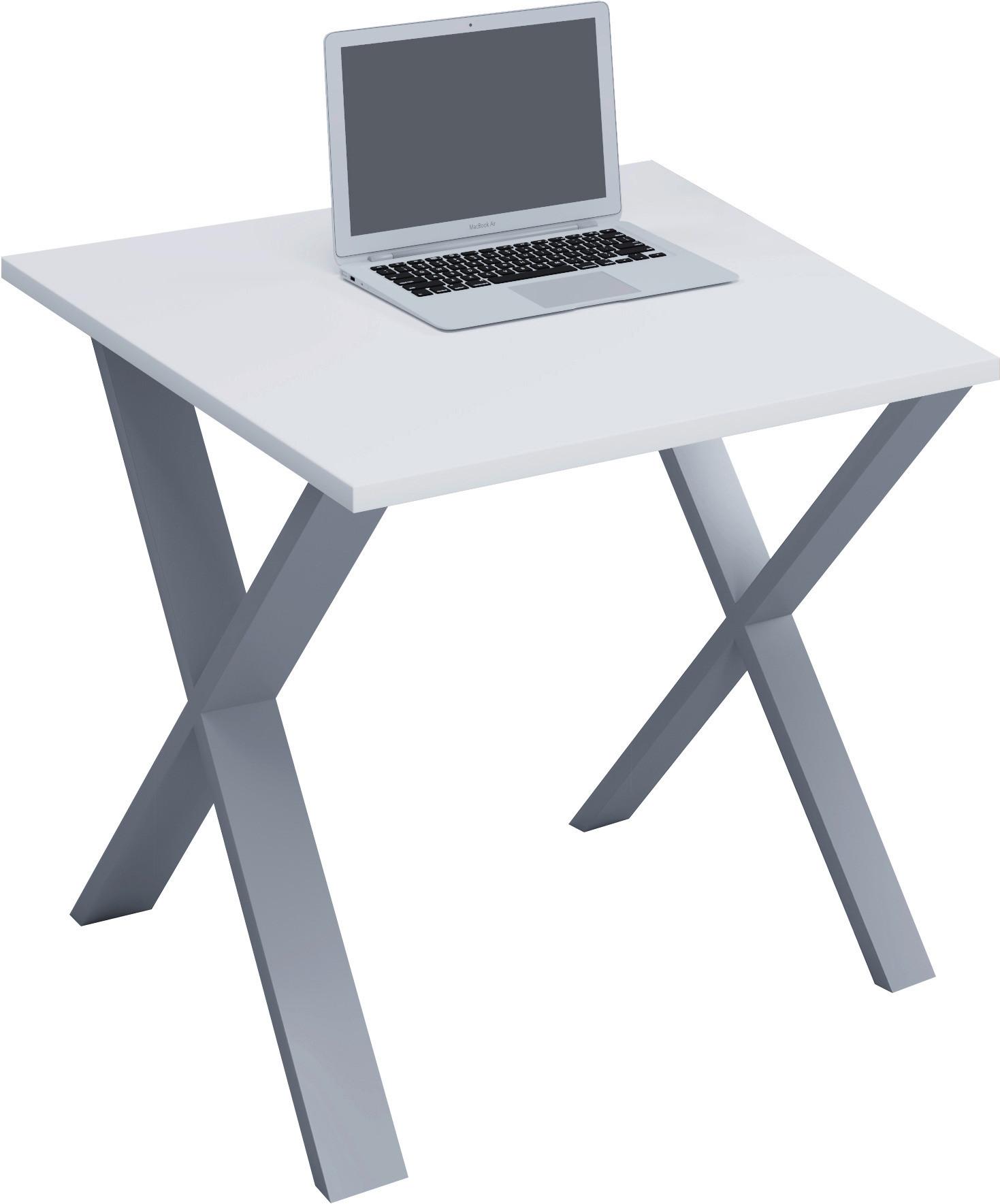 Schreibtisch Lona Silberfarben/Weißca.80x50x76cm - Silberfarben/Weiß, MODERN, Holzwerkstoff/Metall (80/50/76cm) - MID.YOU