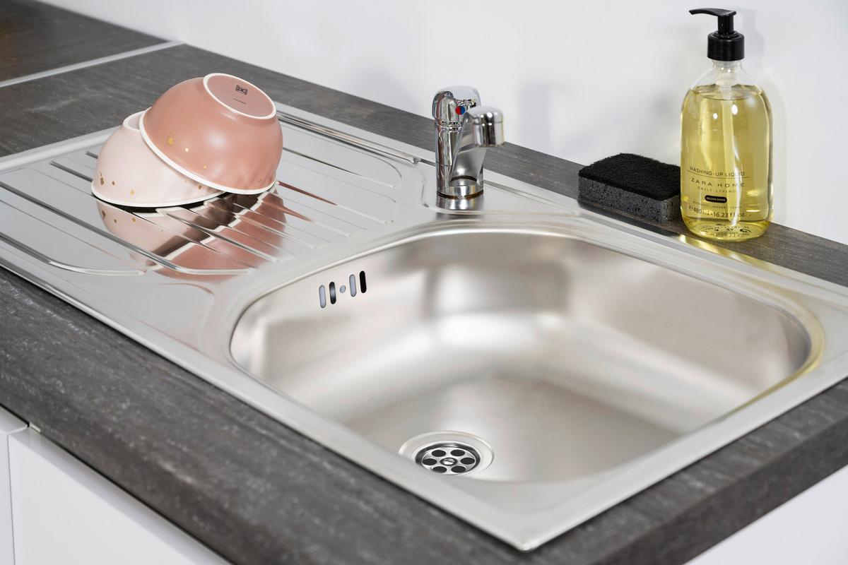 Küchenblock Premium Weiß B: ca. 280 cm - Weiß/Braun, MODERN, Holzwerkstoff (280cm) - Respekta