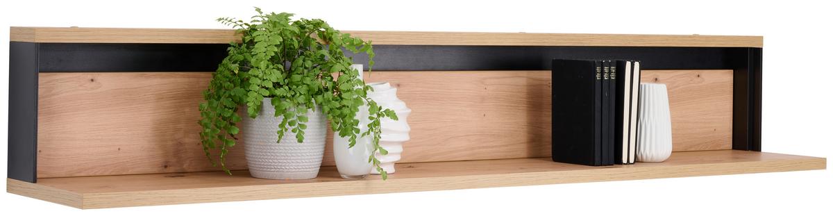 PÓŁKA ŚCIENNA EDRA   -HOM IN- - czarny/dąb artisan, Lifestyle, materiał drewnopochodny (155/26/25cm) - Hom`in