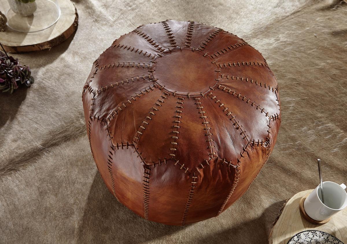 Tabure Iz Blaga Pouf - rjava, Trendi, usnje (52/40/52cm) - MID.YOU