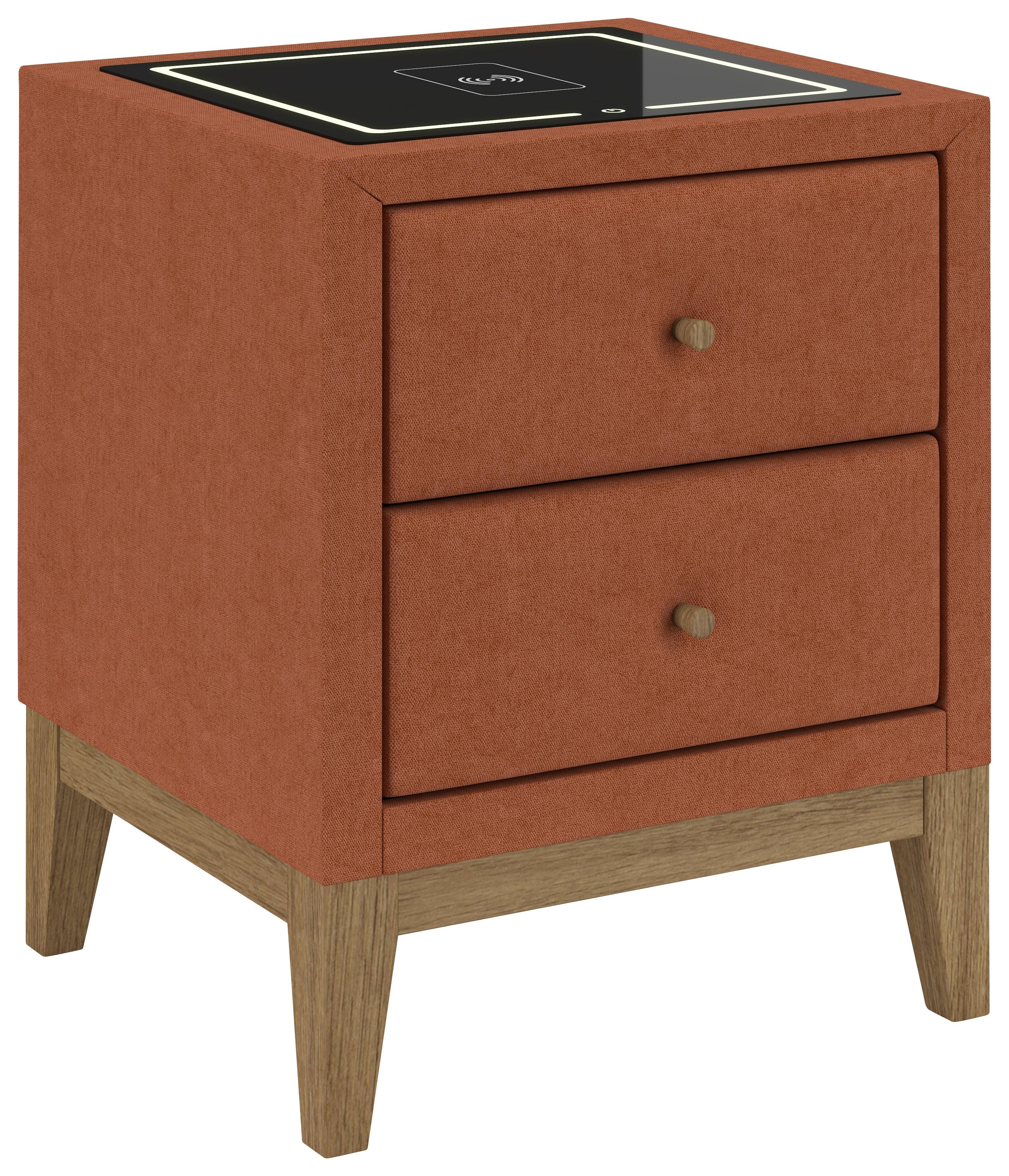 Nachtkästchen Elena Orange - Orange, KONVENTIONELL, Glas/Holz (48/68/45cm) - Sembella