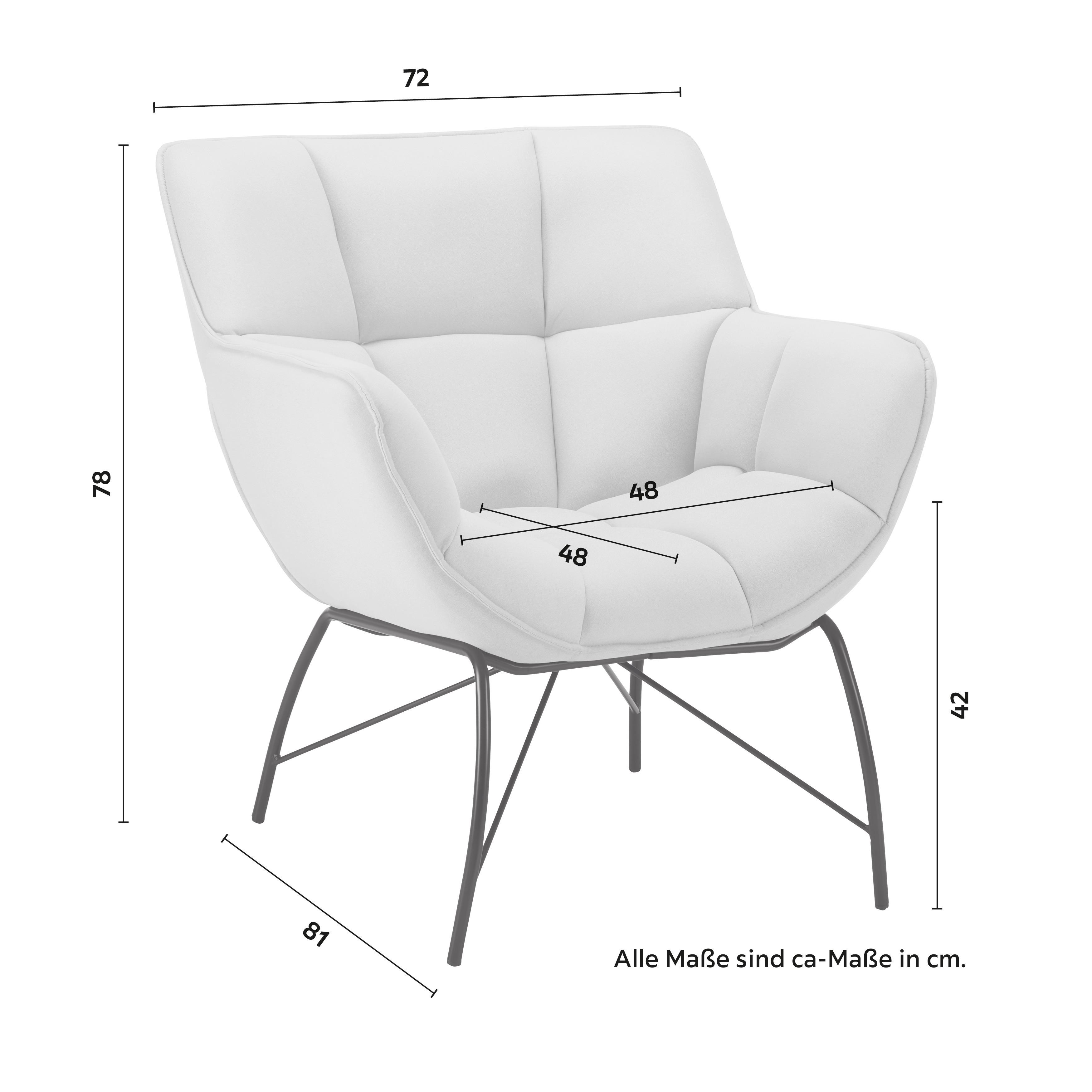 FÅTÖLJ ROBIN - beige/svart, Modern, metall/textil (72/78/81cm) - Bessagi Home
