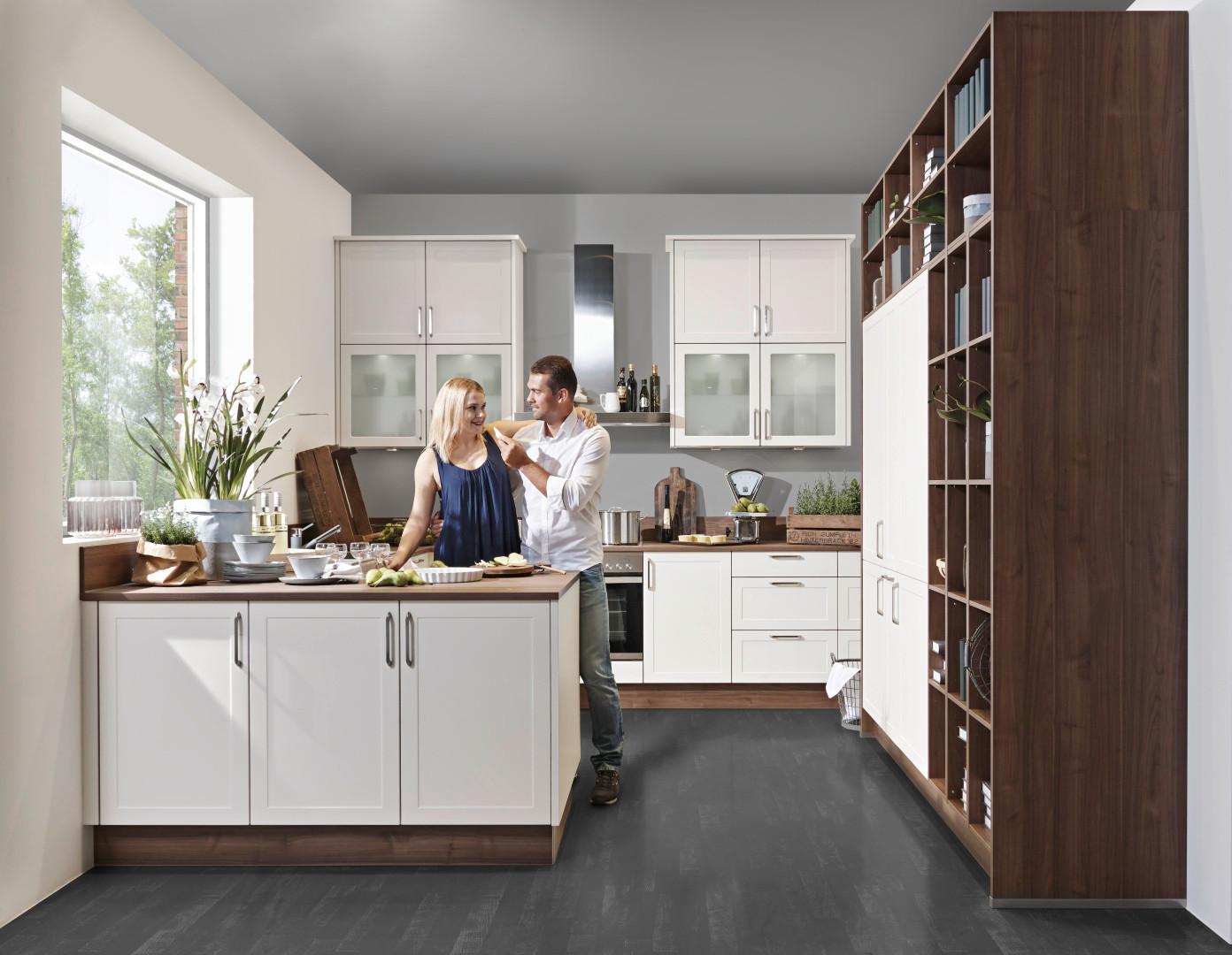 Einbauküche Home in Creme/Nussbaumfarben - Nussbaumfarben/Creme, MODERN, Holzwerkstoff - Express