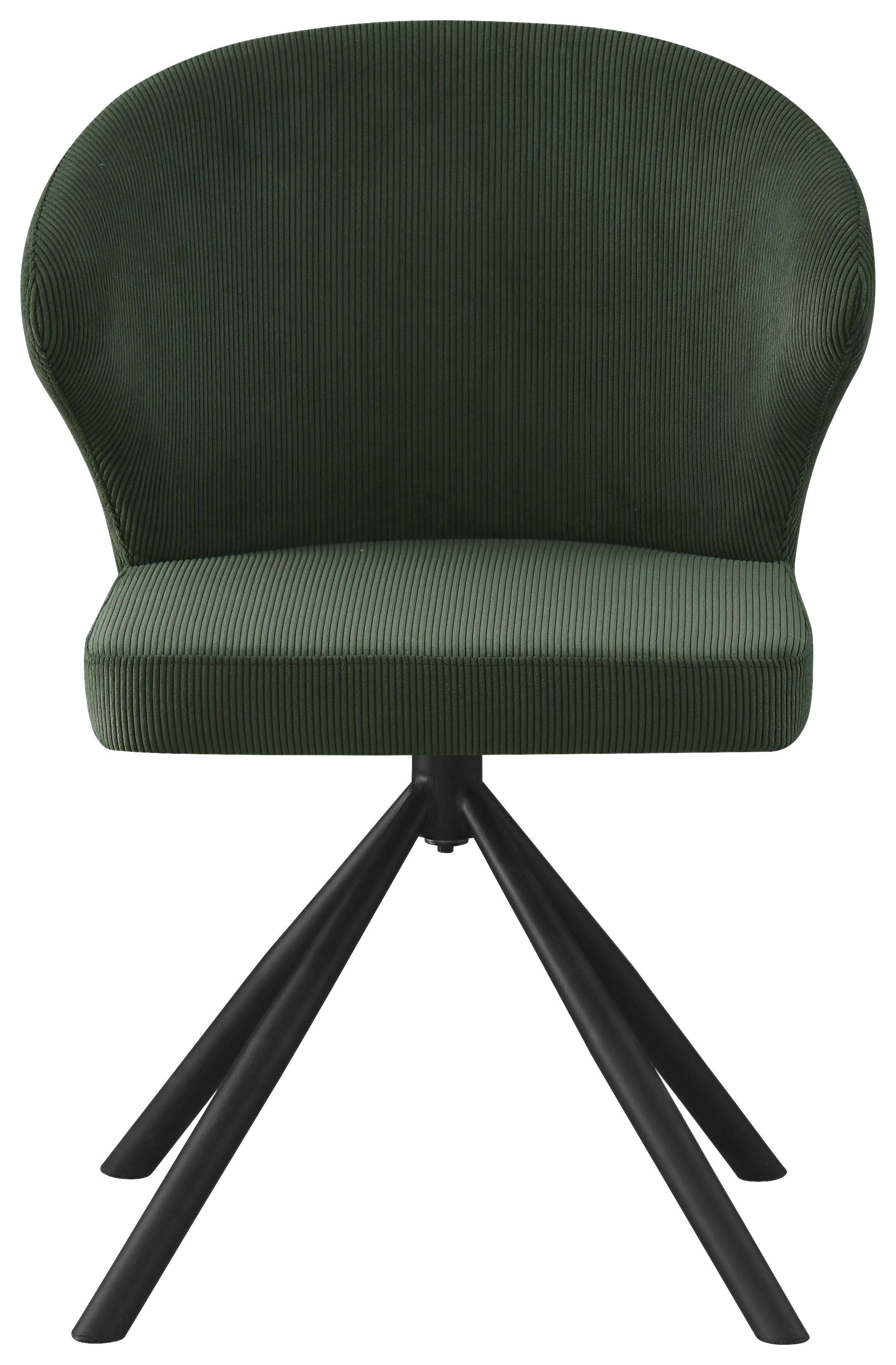 Naslanjač Jana, Temno Zelena, Vrtljiv - črna/temno zelena, Trendi, kovina/tekstil (55/81,5/58cm) - Mömax