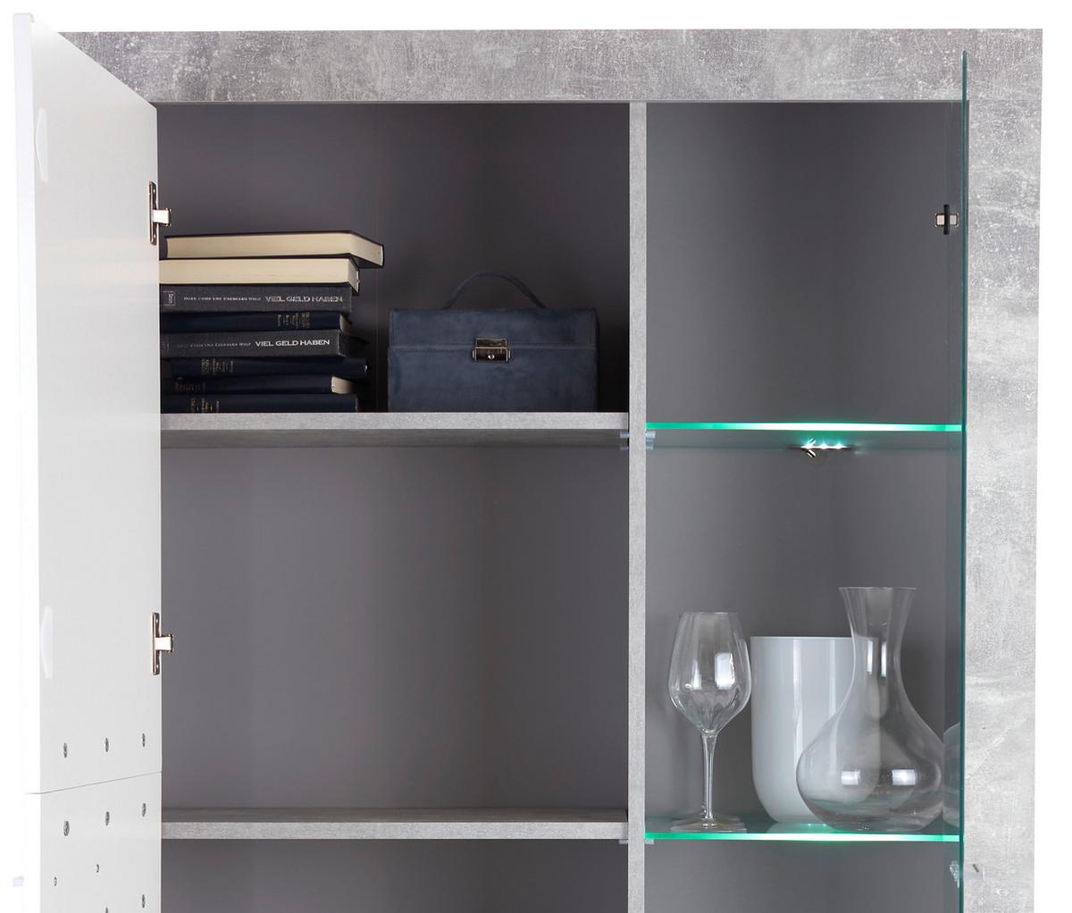 Vitrină Malta - alb/gri, Modern, material pe bază de lemn (96/197/35cm) - Modern Living