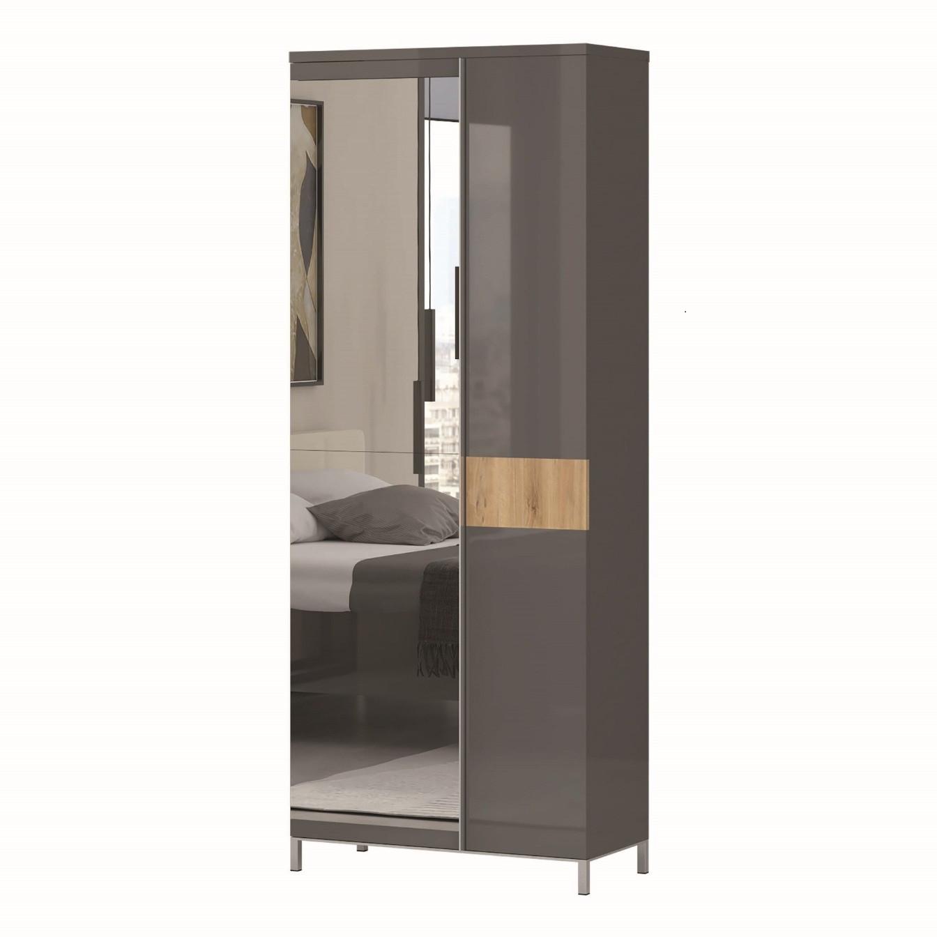 Előszobaszekrény Onyx - króm/antracit, Modern, faalapú anyag/Üveg (76/191/35cm)