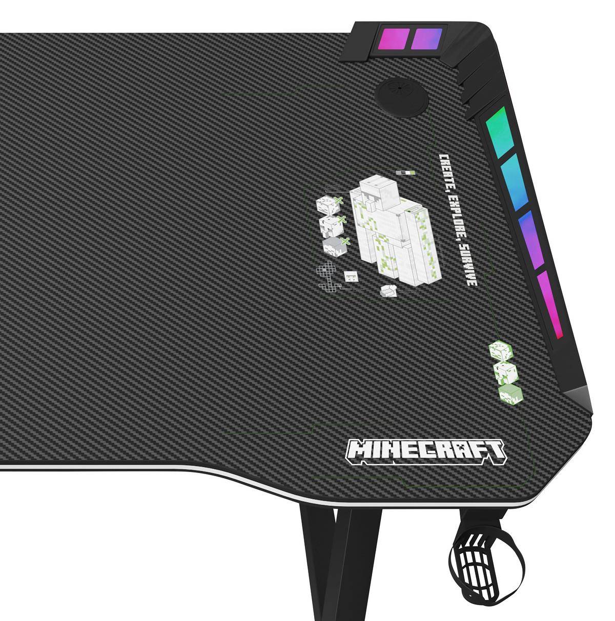 Gamingtisch Minecraft Schwarz ca. 120x60x74cm - Schwarz, MODERN, Holzwerkstoff/Metall (120/60/74cm) - Minecraft