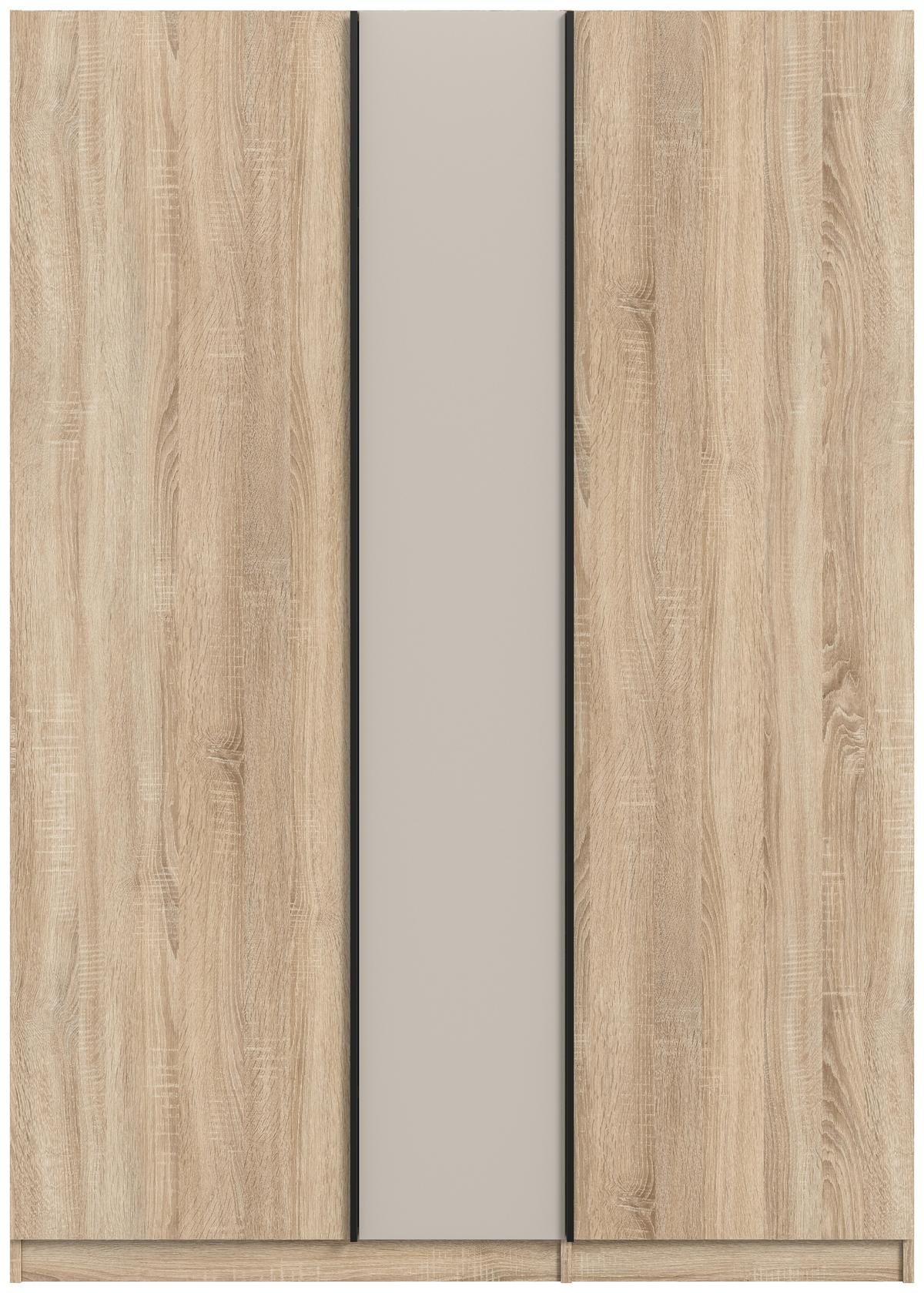 Drehtürenschrank OAKLAND ca.130x183x53cm Sonoma Eiche - Kaschmir/Schwarz, MODERN, Holzwerkstoff (130/183/53cm) - MID.YOU