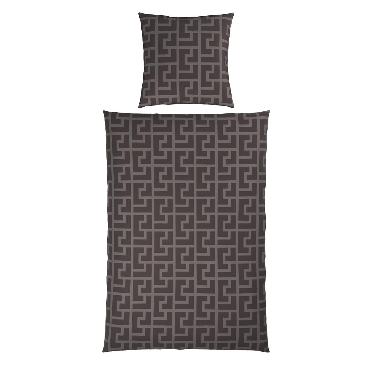 Bettwäsche Mäander Graubraun ca. 135x200cm - Graubraun, ROMANTIK / LANDHAUS, Textil (135/200cm) - Mömax