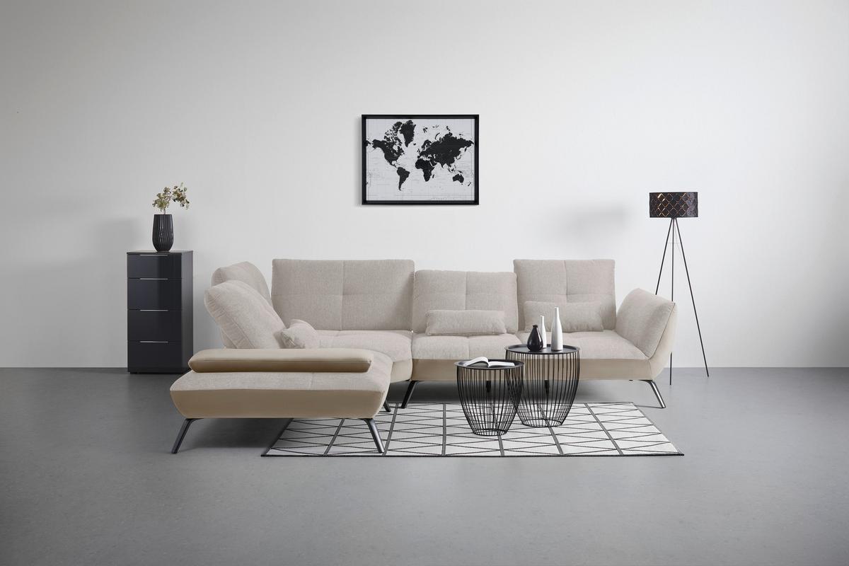 Wohnlandschaft Trendy Sandfarben/Beige - Sandfarben/Beige, MODERN, Holzwerkstoff/Textil (250/93/310cm) - Premium Living