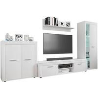 WOHNWAND USILO XL WW - Weiss/Silberfarben, Design, Glas/Holzwerkstoff (300/159/37cm) - MID.YOU