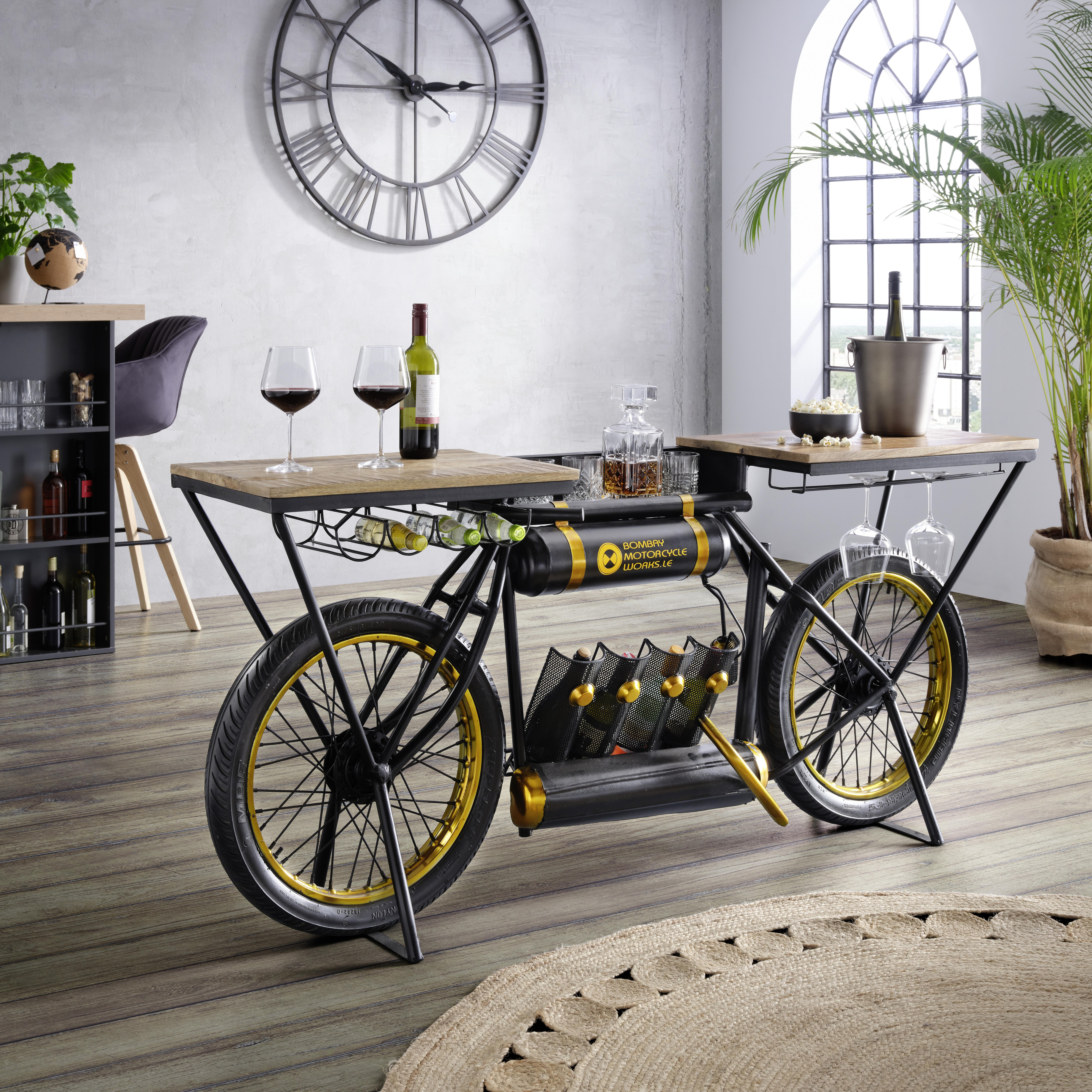 Barski Sto Cruiser Slow Ride - zlatna/crna, Lajfstajl, drvo/metal (187/83/44cm) - Premium Living
