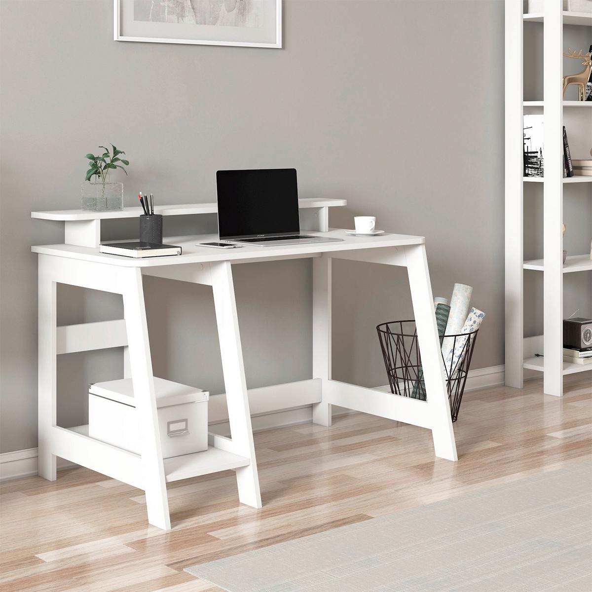 SCHREIBTISCH COUNTRY SCHREIBTISCH - Weiss, Design, Holzwerkstoff (120/60/73cm) - Livetastic