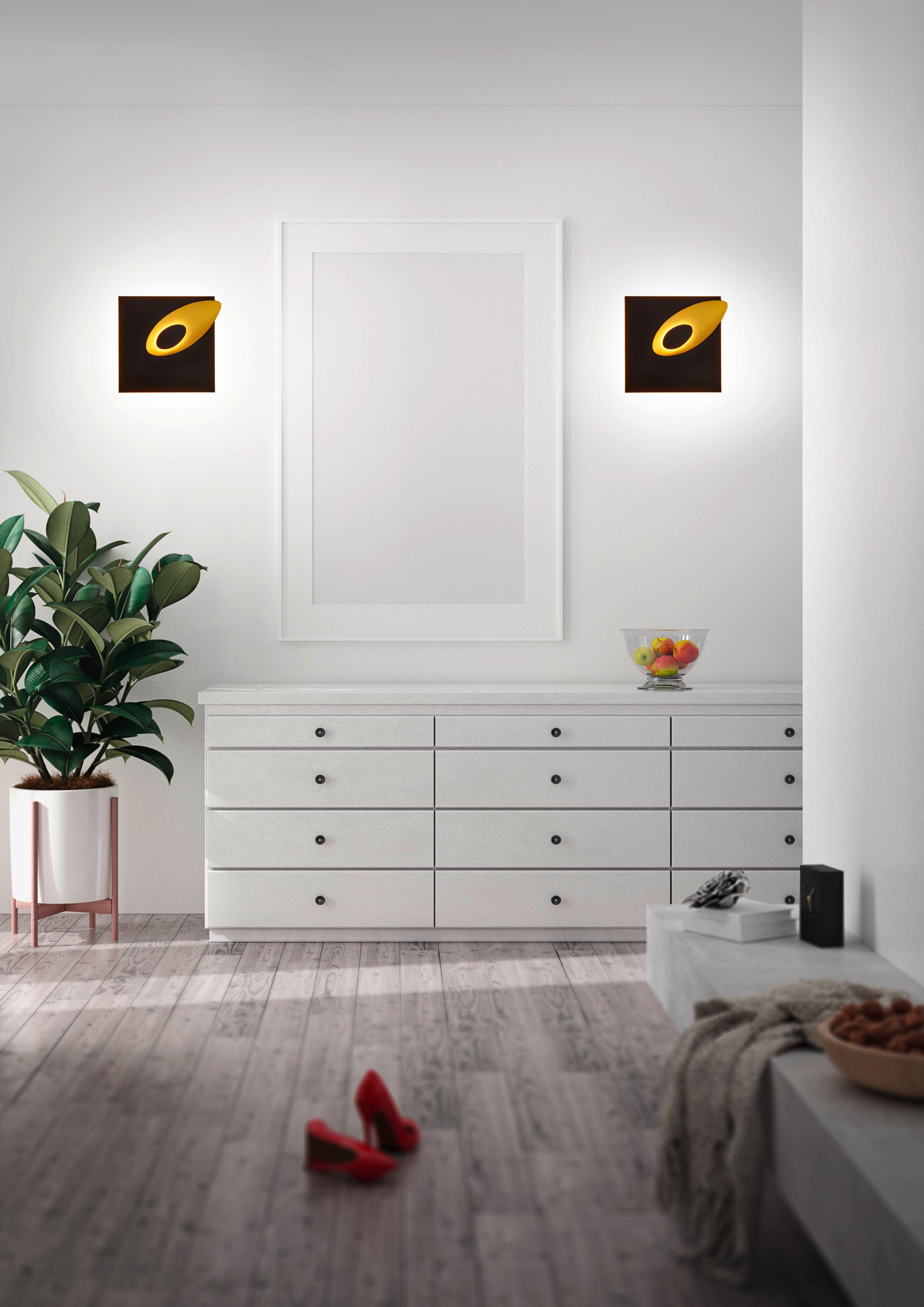 KINKIET LED 28/2114.28 TAIL - czarny/kolor złoty, Design, metal (21/20/5,5cm) - Helestra