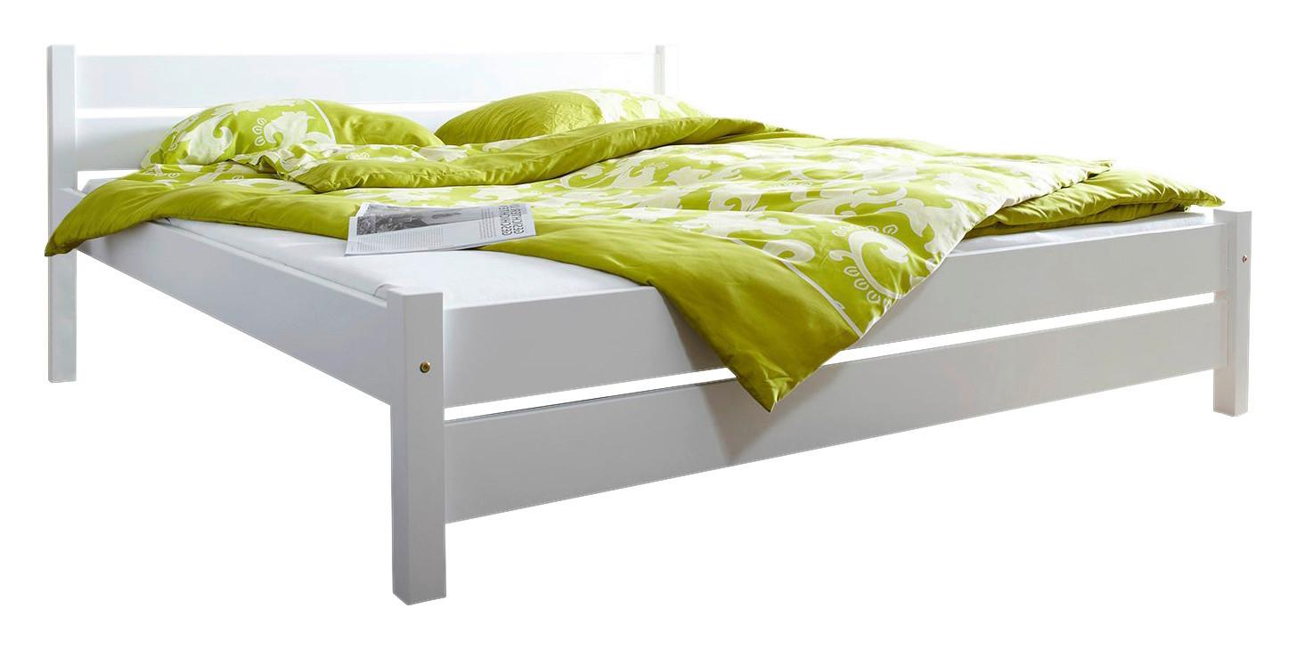 Postelja Bora, Bela, Masivno, 140x200 - bela, Natur, les (140/200cm) - MID.YOU