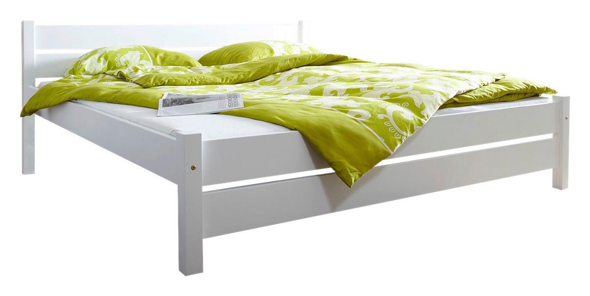 Bett "Bora", aus Kiefer, weiß - Weiß, Natur, Holz (140/200cm) - MID.YOU