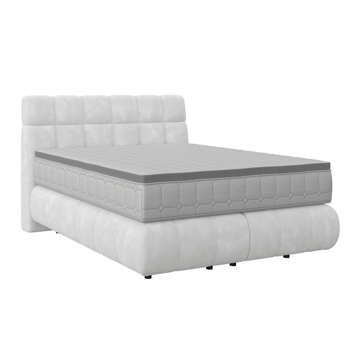 Boxspring Krevet Nobu - svijetlo siva/crna, Trend, drvo/tekstil (140/200cm) - Premium Living