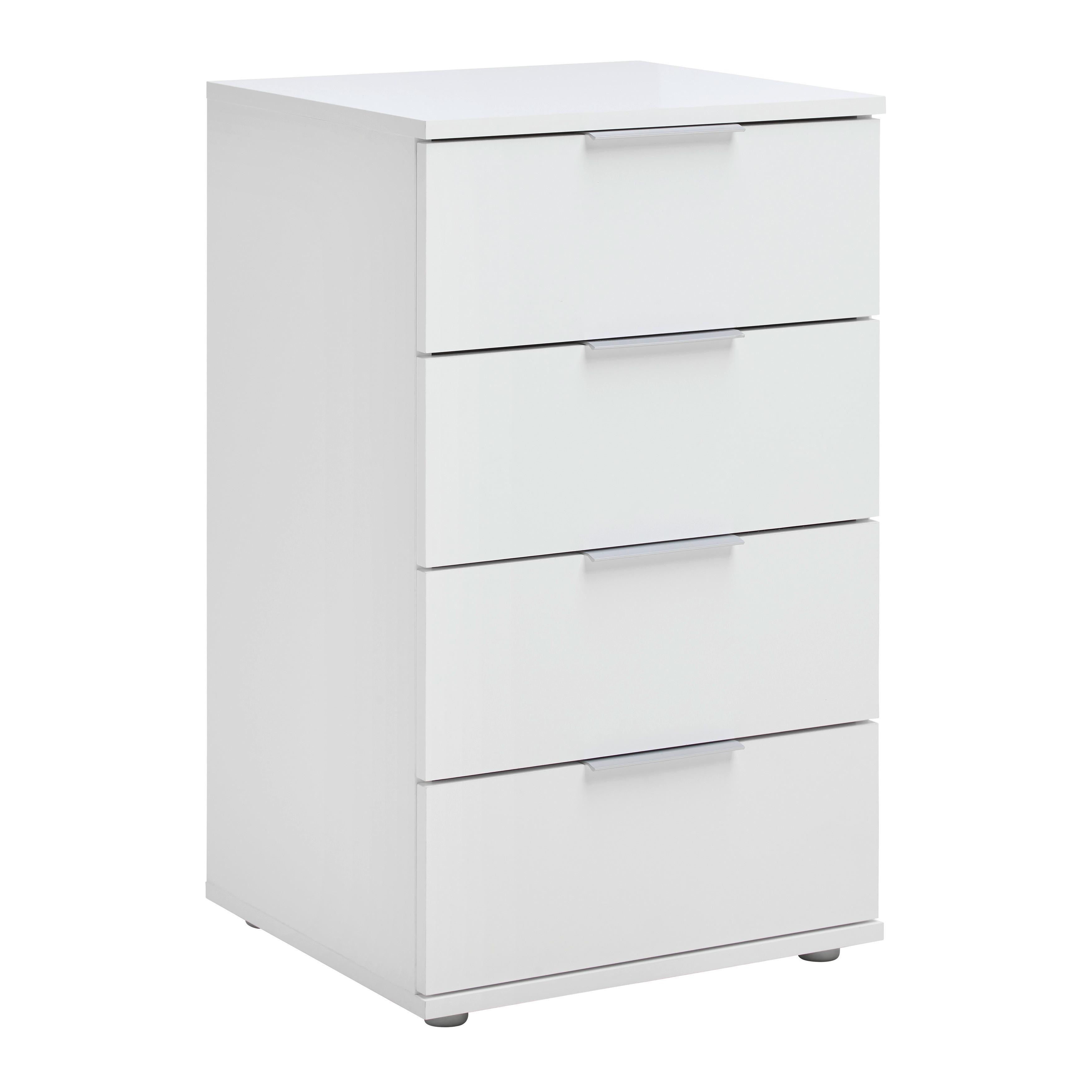 SÄNGBORD CUATRO - vit/silver, Klassisk, trämaterial/plast (46/79/42cm) - Modern Living