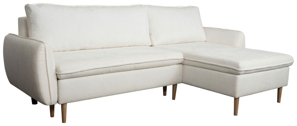 Kutna Garnitura Bell - bijela/prirodne boje, Moderno, tekstil/drvo (244/95/163cm) - Modern Living