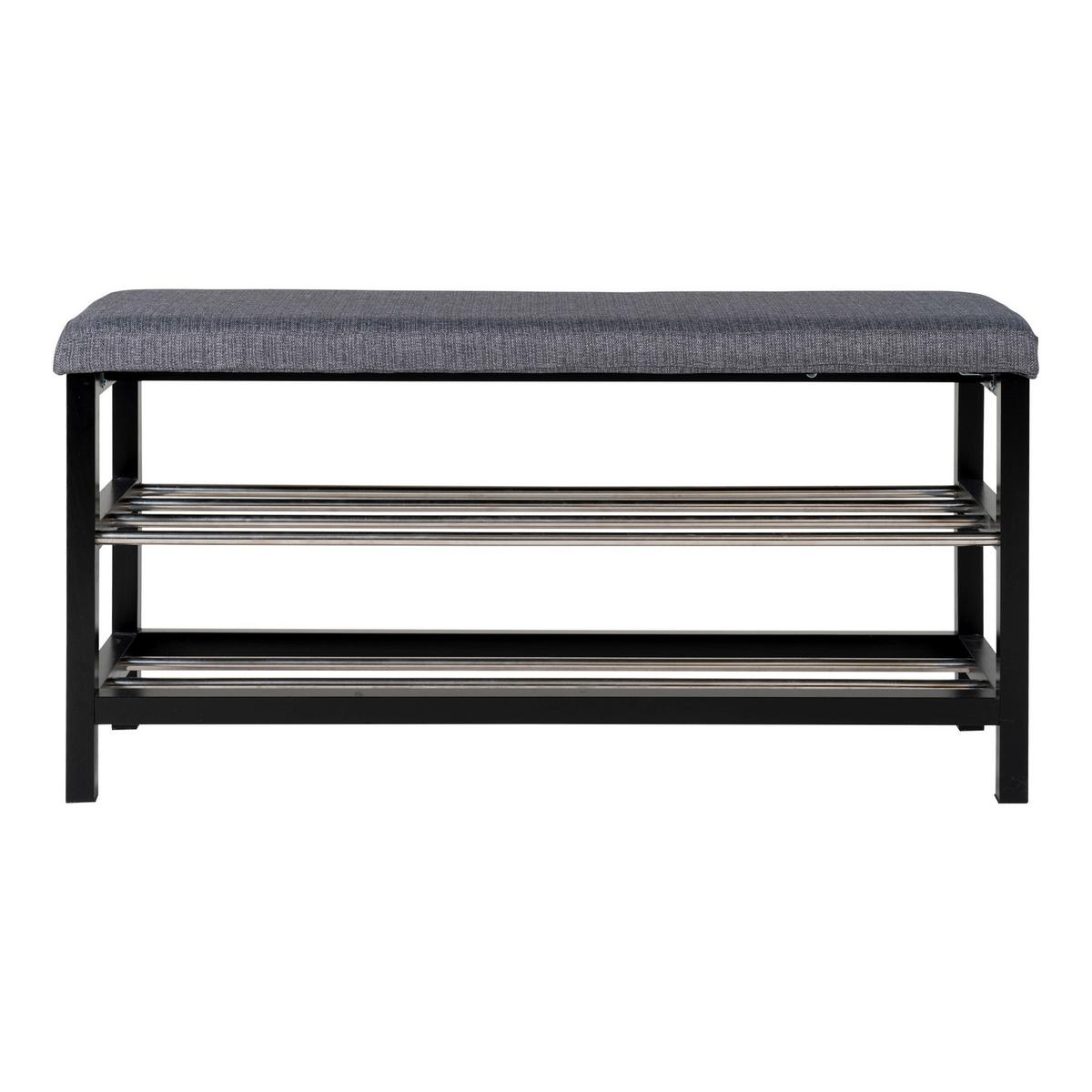 Schuhbank Padova Schwarz - Schwarz/Grau, Design, Holz/Textil (100/50/34cm) - MID.YOU