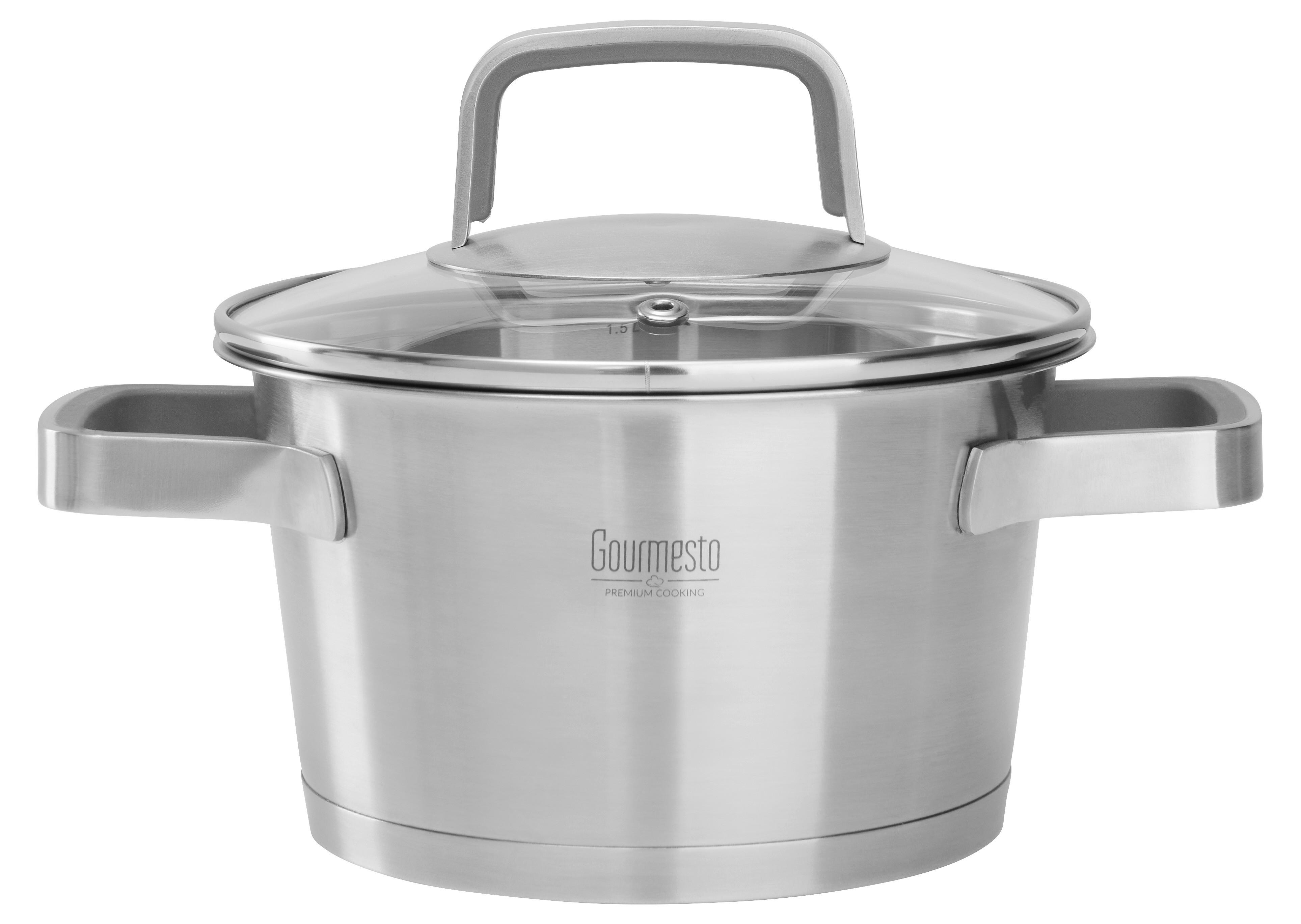 Kochtopf Silverline Ø ca. 16cm - Klar/Edelstahlfarben, KONVENTIONELL, Glas/Metall (16/9,5cm) - Gourmesto