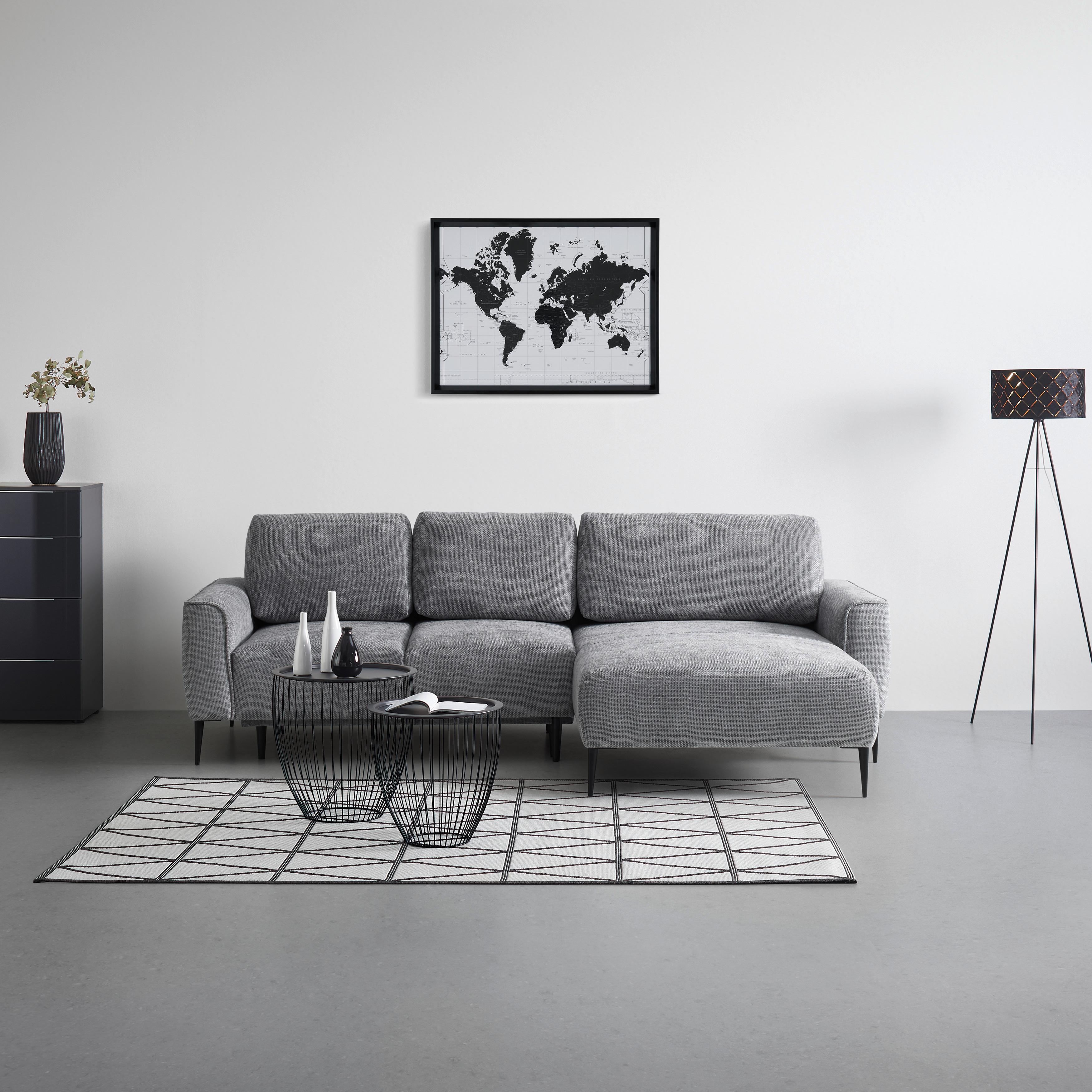 Ecksofa Custom Grau - Schwarz/Grau, MODERN, Textil/Metall (255/164cm) - Mömax