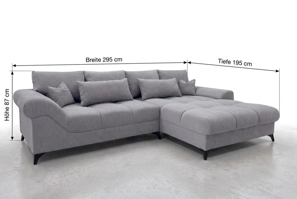 Ecksofa Noah Grau - Schwarz/Grau, MODERN, Holzwerkstoff/Kunststoff (295/195cm) - Based