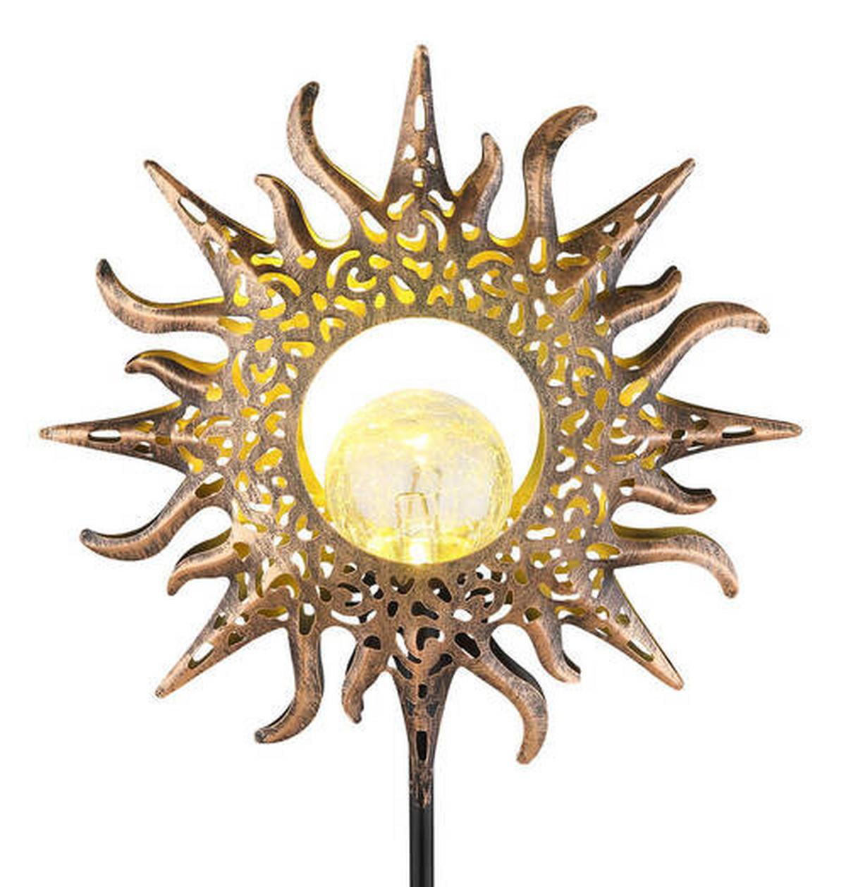 Solarna Svetilka Sunflower, S Sijalko - črna/opečnato rjava, Basics, kovina/umetna masa (24,2/81,5cm) - Globo