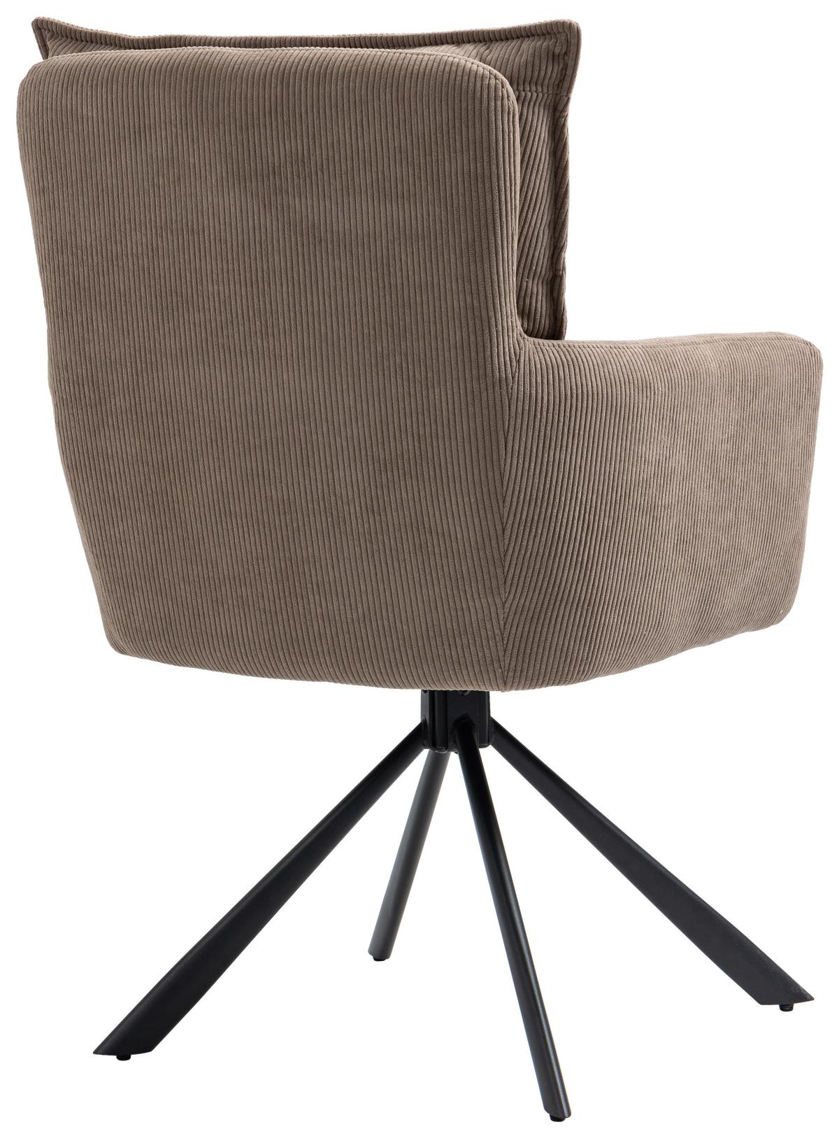 KRZESŁO Z PODŁOKIETNIKAMI POINT - czarny/brązowy, Design, metal/tkanina (60/95/67cm) - Novel