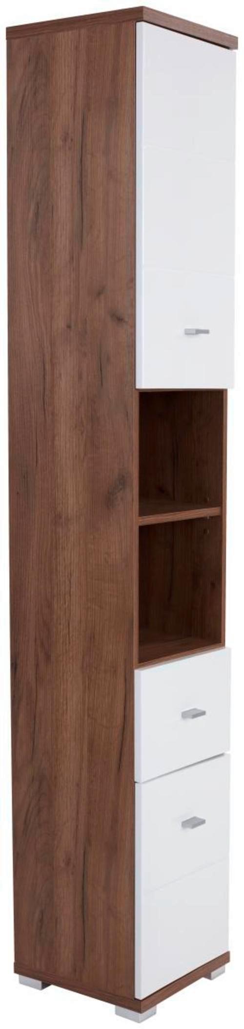 Dulap înalt Bari - alb/culoare lemn stejar, Konventionell, material pe bază de lemn (35,5/190/31,5cm)