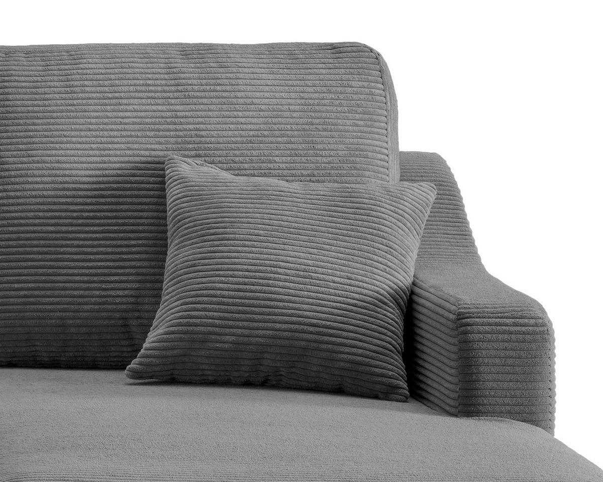 Ecksofa VALENTINA Cord ca. 228x150 cm Grau - Naturfarben/Grau, Design, Holz/Textil (228/150cm) - P & B