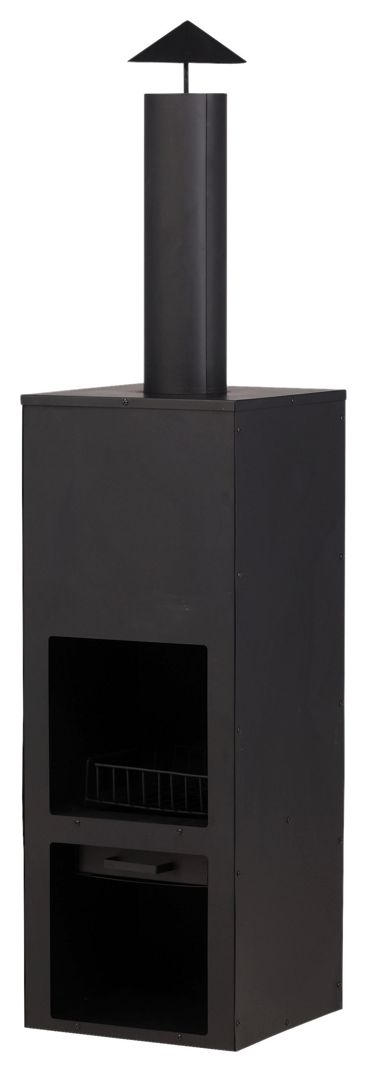 Feuerstelle Makarima ca. 45x199x45 cm Schwarz - Schwarz, KONVENTIONELL, Metall (45/199/45cm) - Gardenson