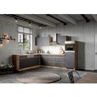 Küchenzeile Turin ohne Geräte ca. 300 cm Grau/Wotan Eiche - Eiche Wotan/Grau, Design, Holzwerkstoff (300cm) - Held