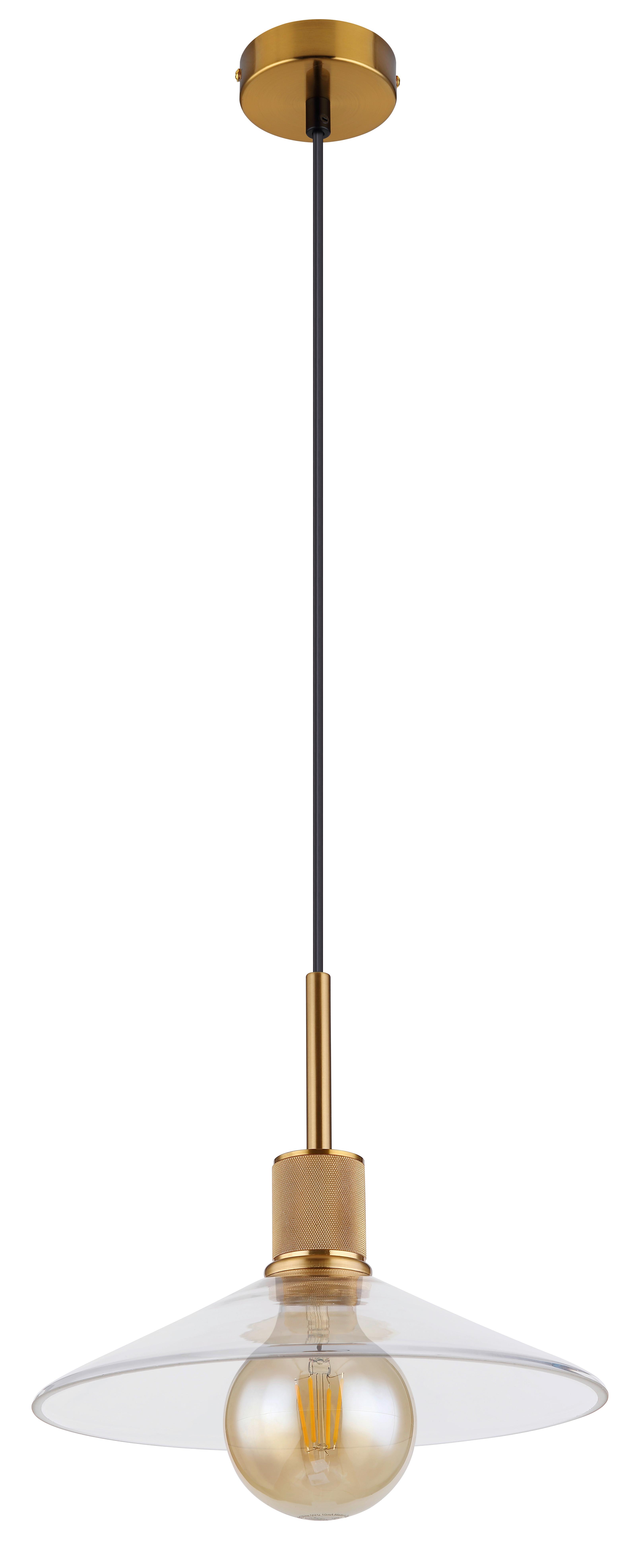 Viseća Svjetiljka Adara - boje mjeda/prozirno, Design, staklo/metal (28/120cm) - Globo