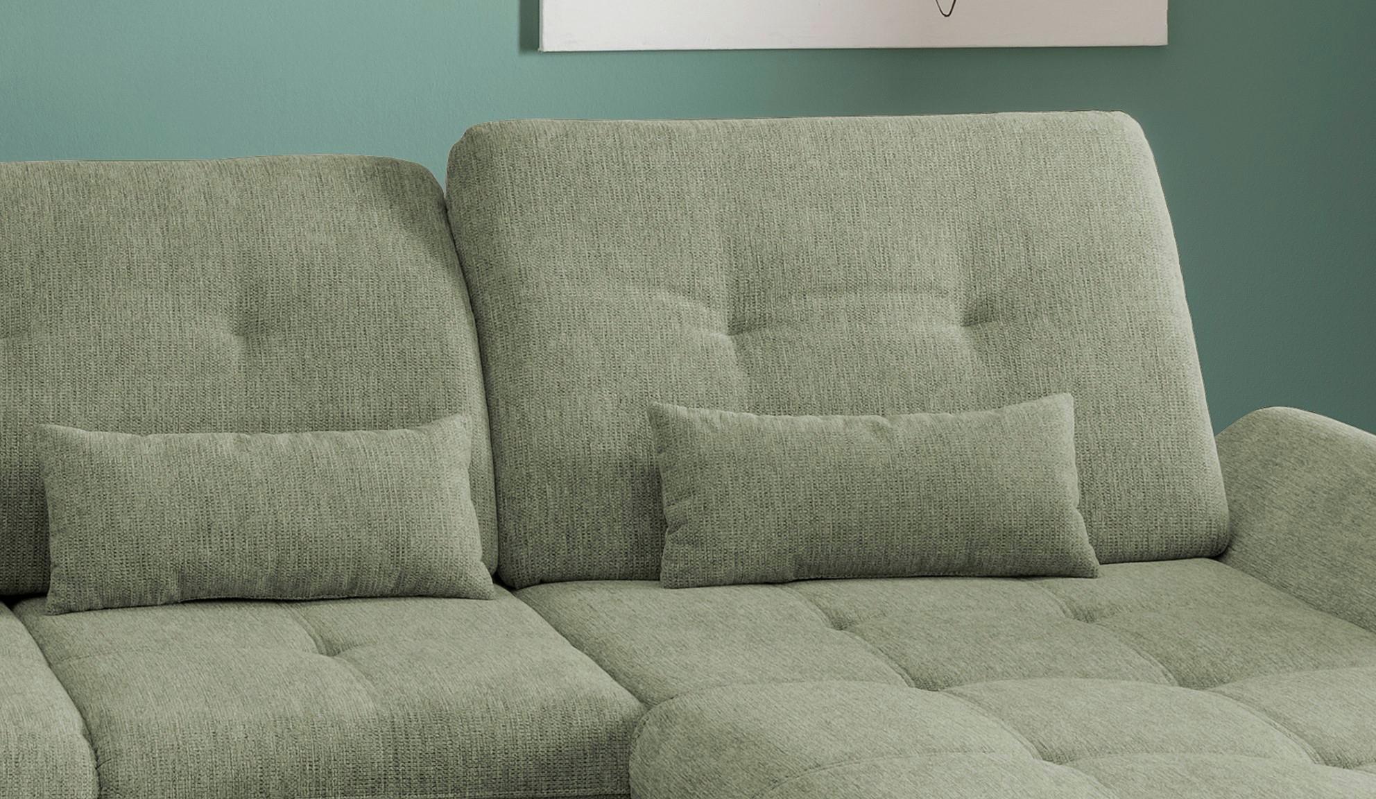 Wohnlandschaft Dalida Grün Chenille - Chromfarben/Grün, Design, Textil/Metall (254/376/195cm) - Livetastic