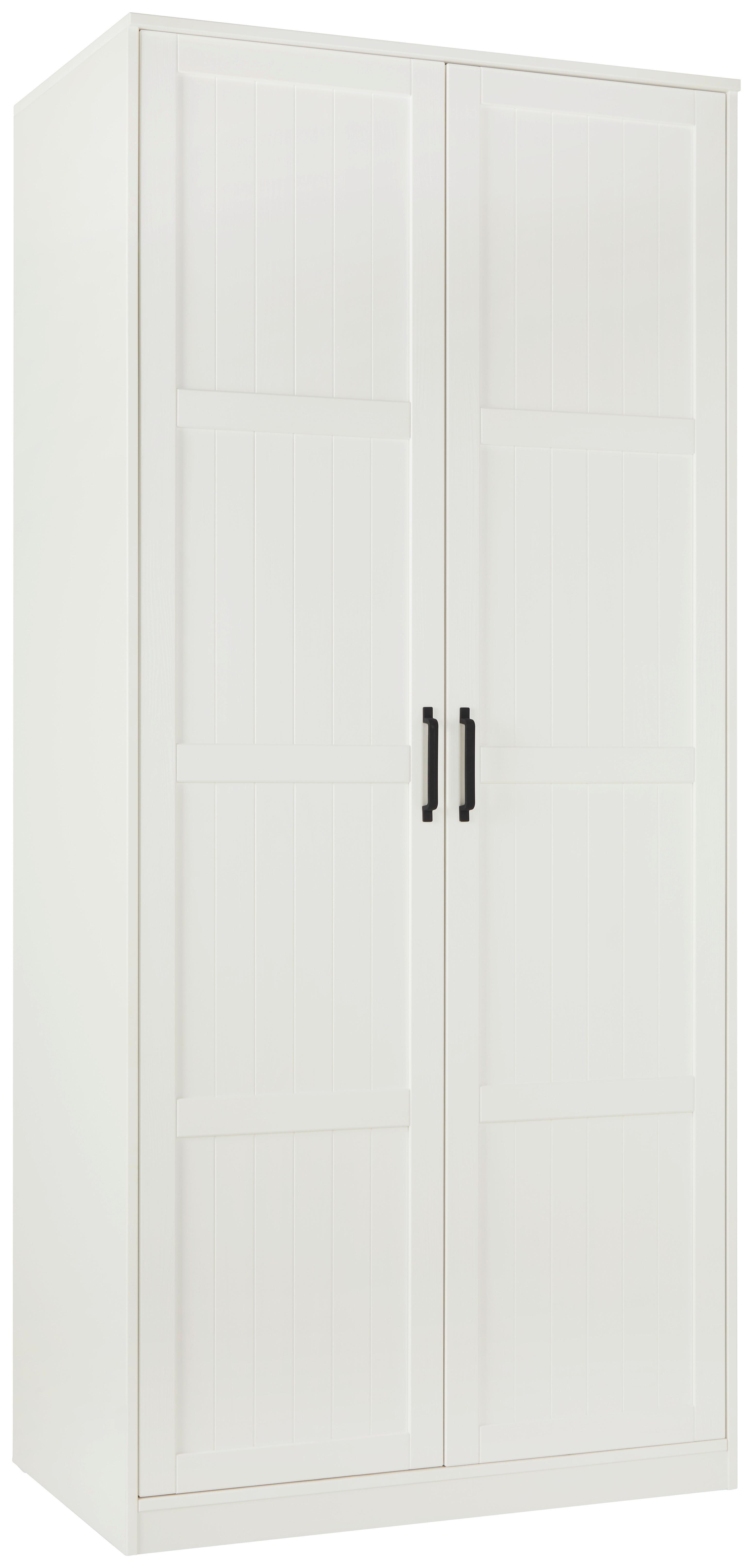 Drehtürenschrank aus Kiefer teilmassiv in Weiß - Schwarz/Weiß, ROMANTIK / LANDHAUS, Holz/Holzwerkstoff (100/220/60cm) - Mömax