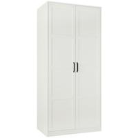 Drehtürenschrank aus Kiefer teilmassiv in Weiss - Weiss/Schwarz, Romantik / Landhaus, Holz/Holzwerkstoff (100/220/60cm) - Mömax
