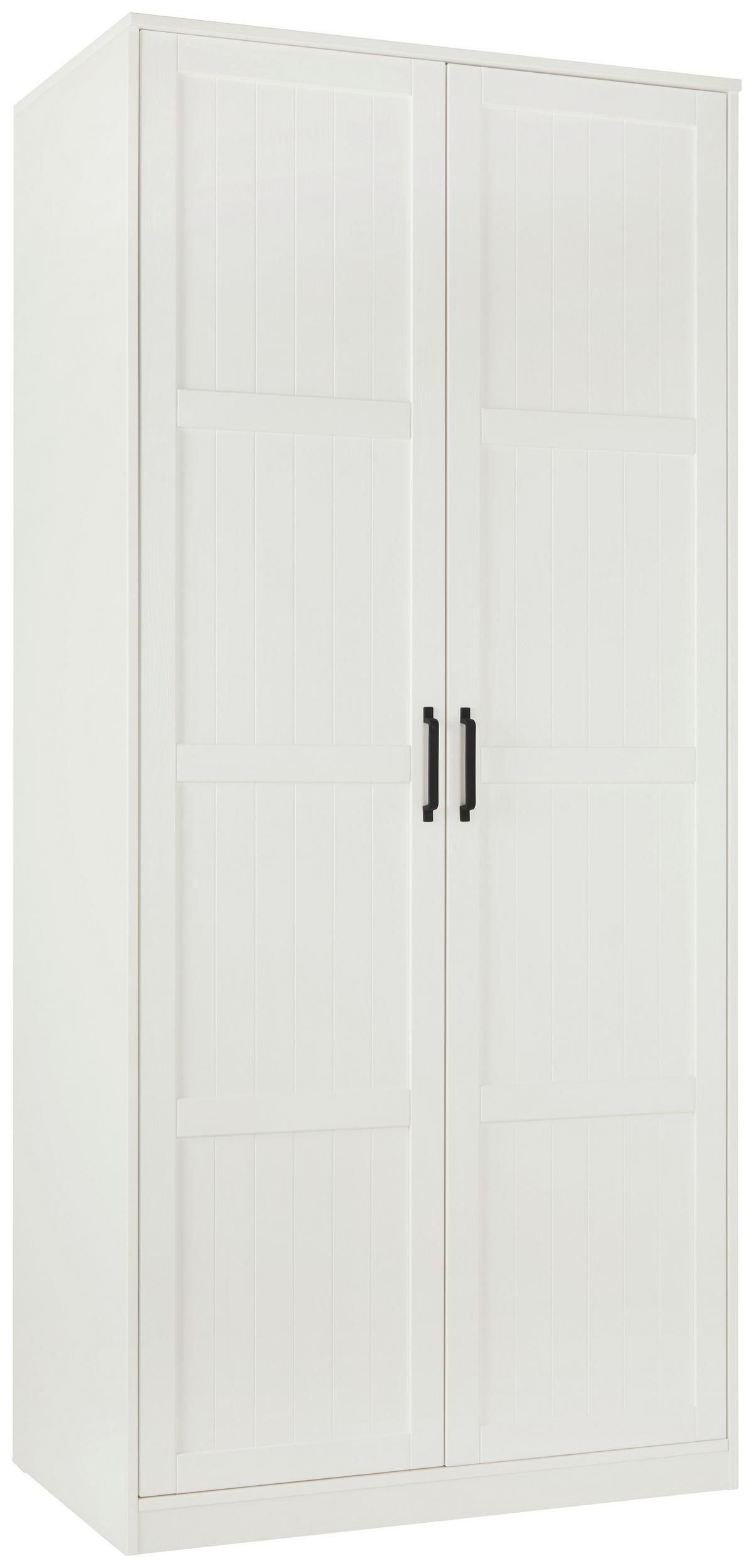 Drehtürenschrank aus Kiefer teilmassiv in Weiss - Weiss/Schwarz, Romantik / Landhaus, Holz/Holzwerkstoff (100/220/60cm) - Mömax