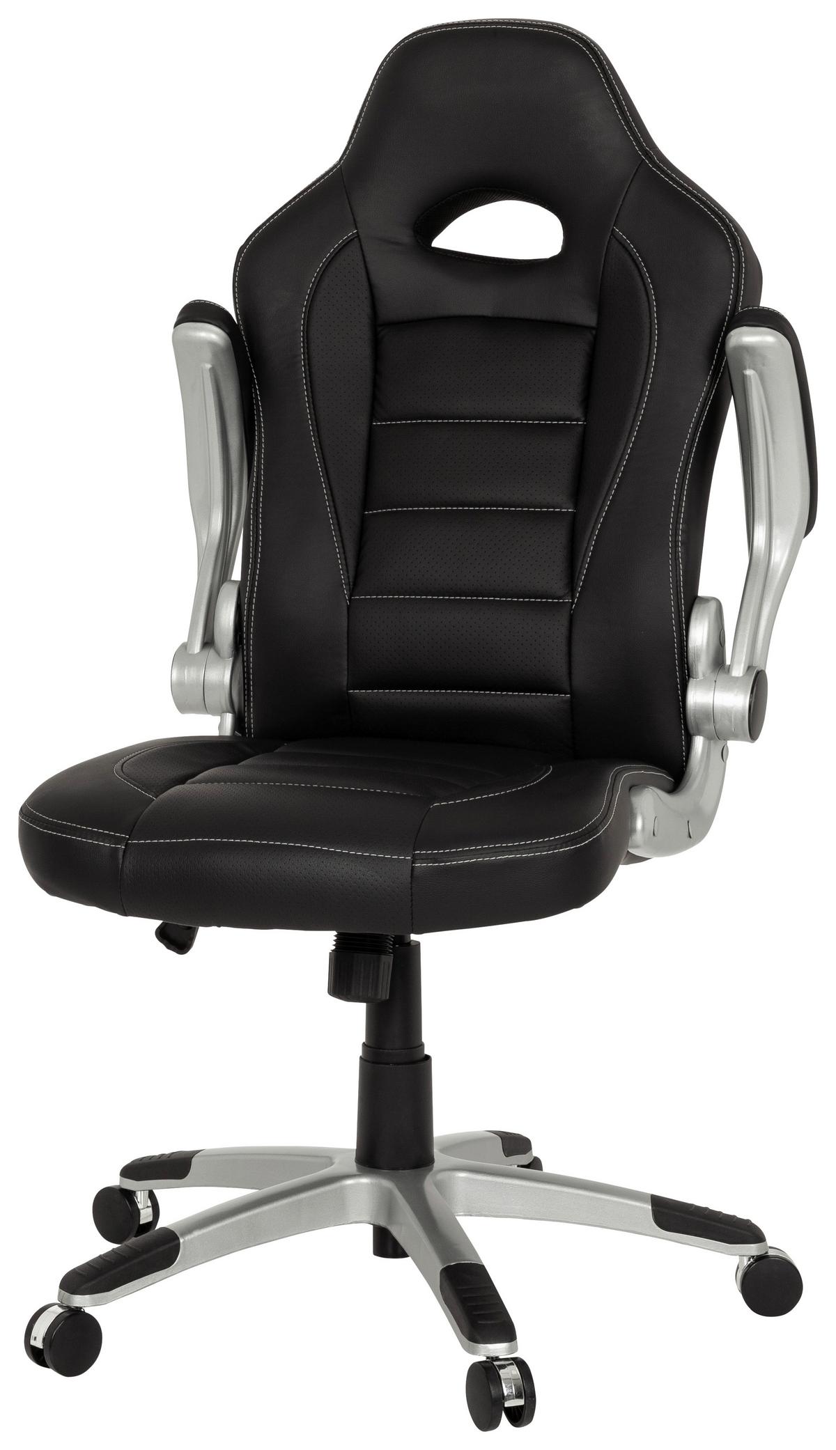 Gaming Stol Game Sport, Črna - črna/bela, Moderno, umetna masa/tekstil (64/118/57cm) - MID.YOU