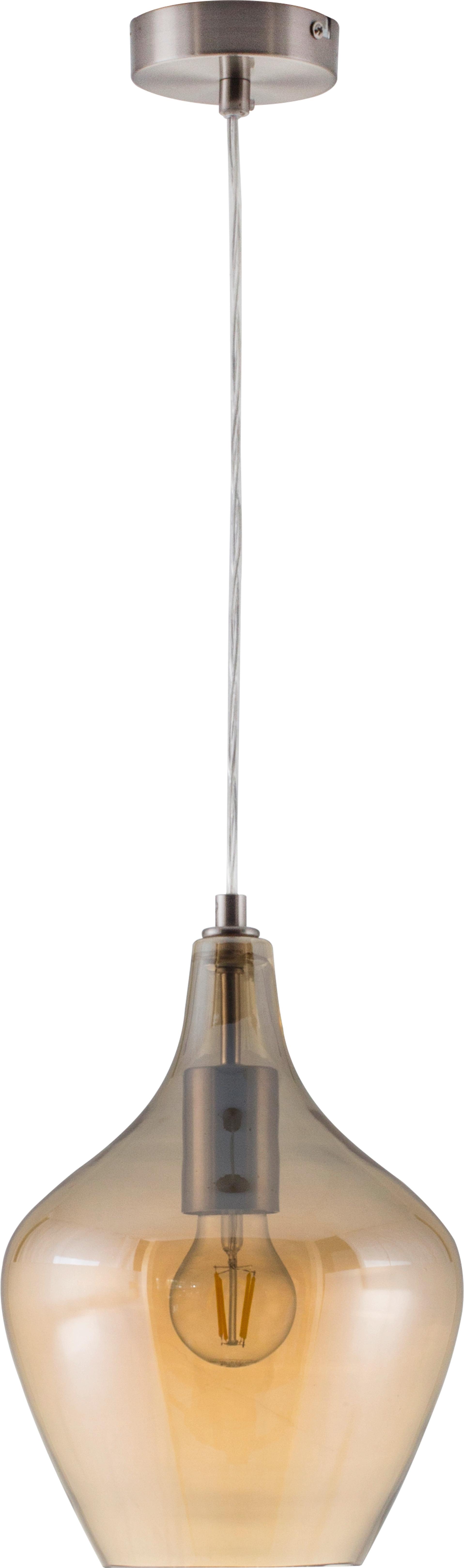 HÄNGELEUCHTE 30620123X PASO - Nickelfarben, Design, Glas/Metall (22/150cm) - Globo
