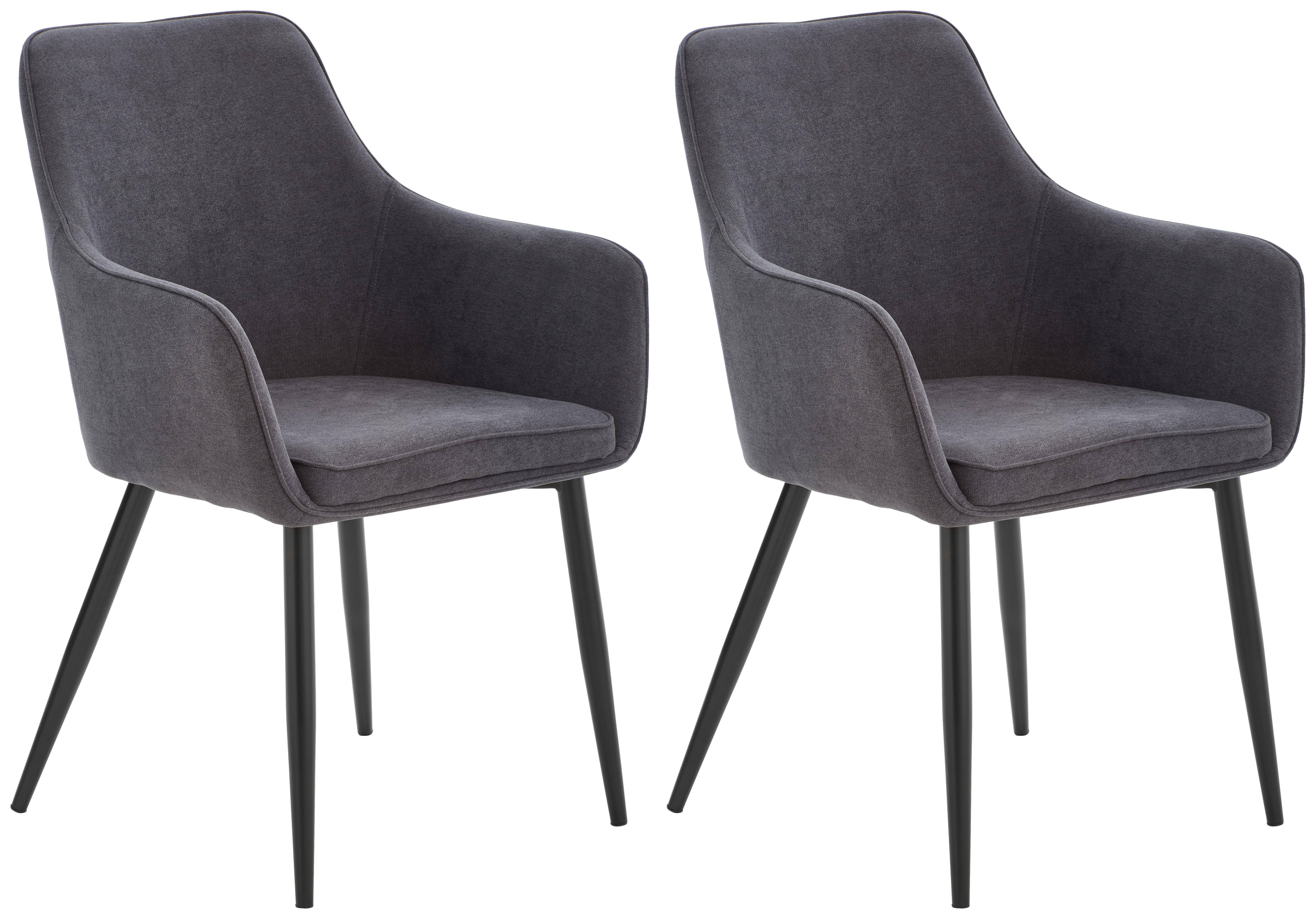 ZESTAW KRZESEŁ Z PODŁOKIETNIK. ERNA - czarny/szary, Konventionell, metal/tkanina (59/88,5/60,5cm) - Livetastic