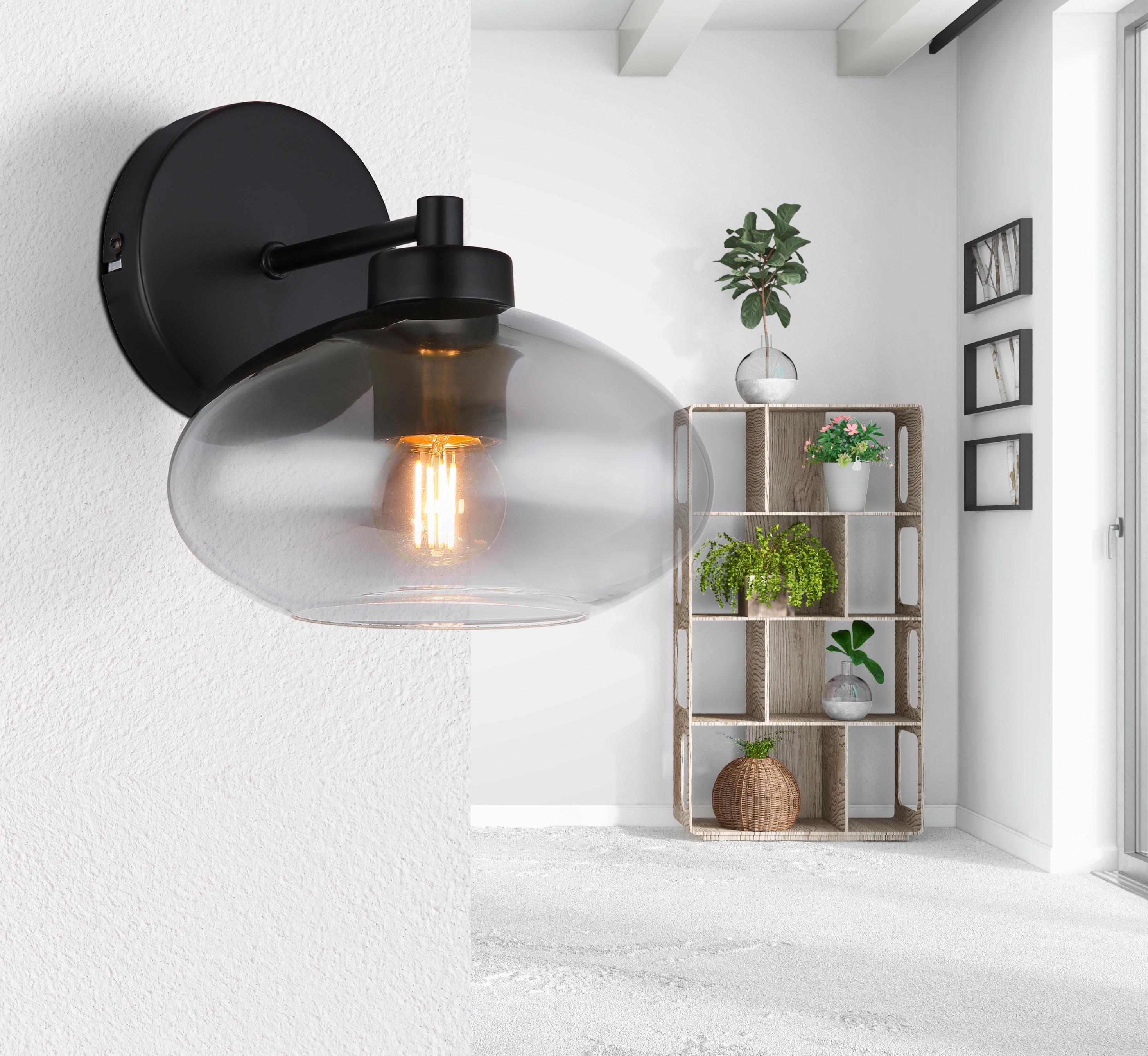 KINKIET 15572W - czarny, Design, metal/szkło (18/22/20cm) - Globo