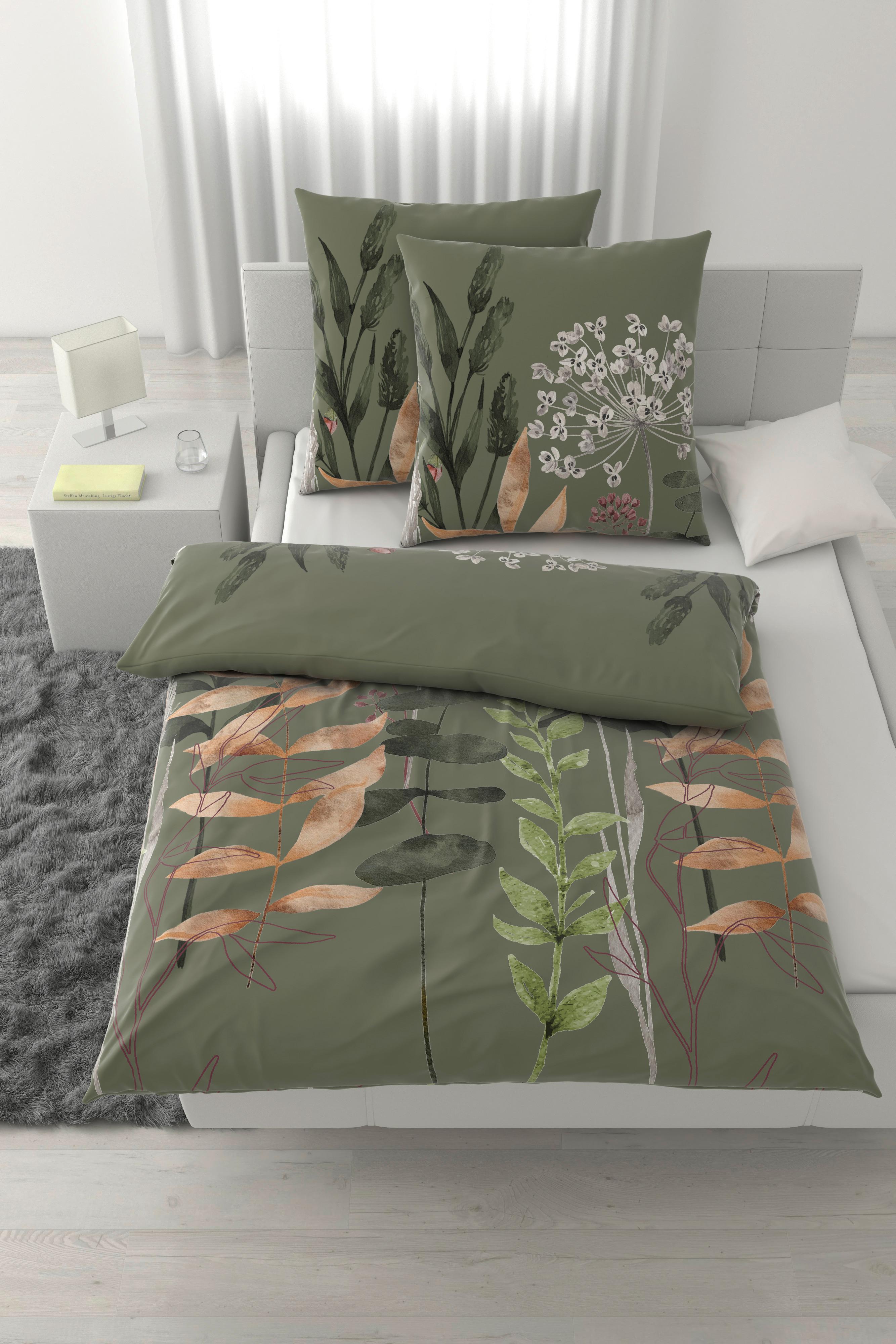 Bettwäsche Leavi XXL Grün ca. 200x200cm - Grün, MODERN, Textil (200/200cm) - Mömax