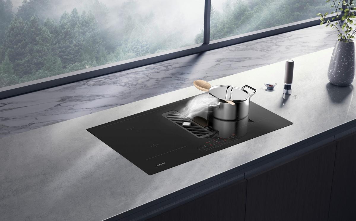 Kuhalna Plošča Z Napo Calima, 83x52cm - črna, Basics, steklo (83/20/51,5cm) - Respekta