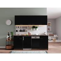 Küchenblock ECONOMY 195 Schwarz/Eiche B: 195 cm - Eichefarben/Schwarz, Basics, Holzwerkstoff (195cm) - Respekta