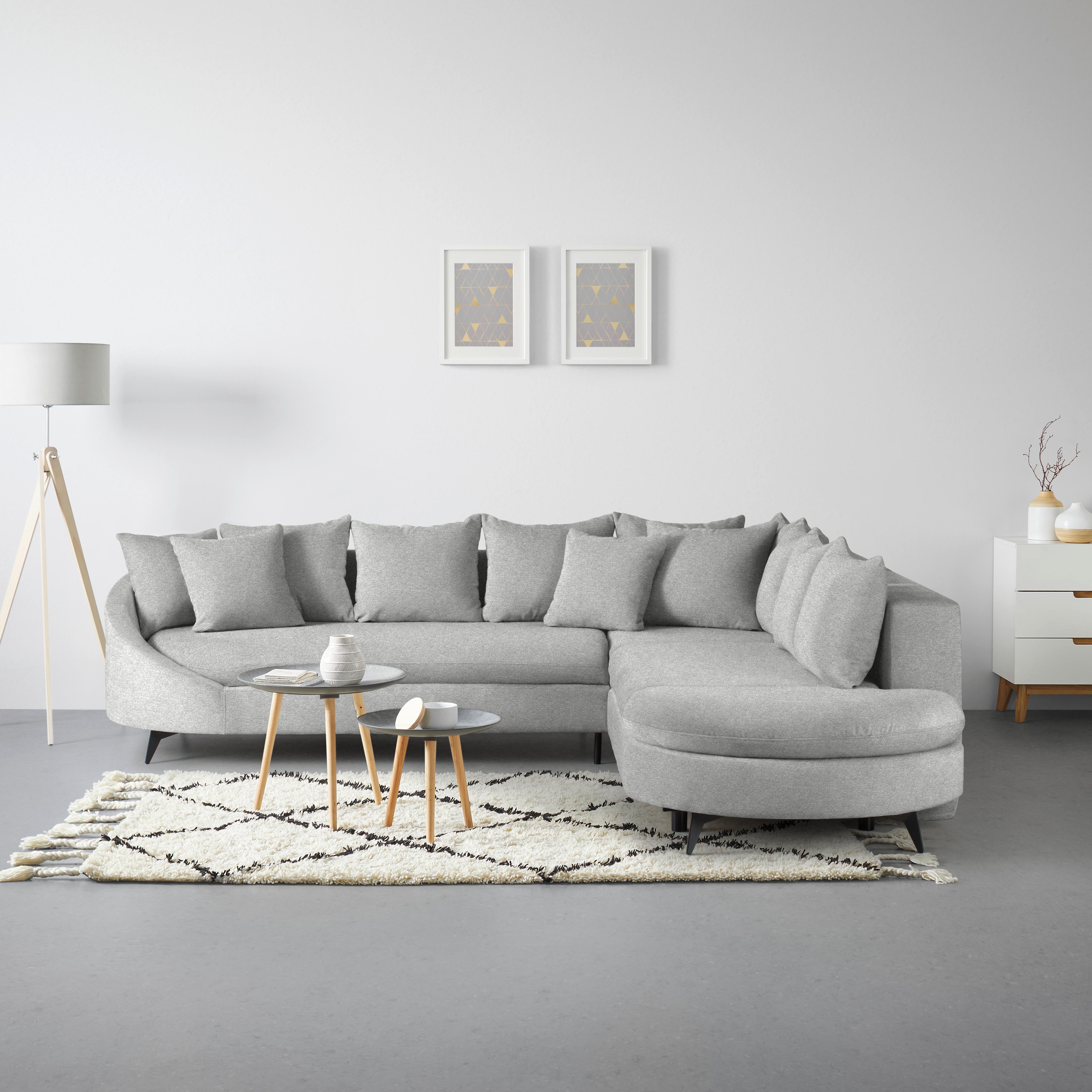 Ecksofa Axel Hellgrau - Hellgrau/Schwarz, MODERN, Textil/Metall (291/87/250cm) - Mömax