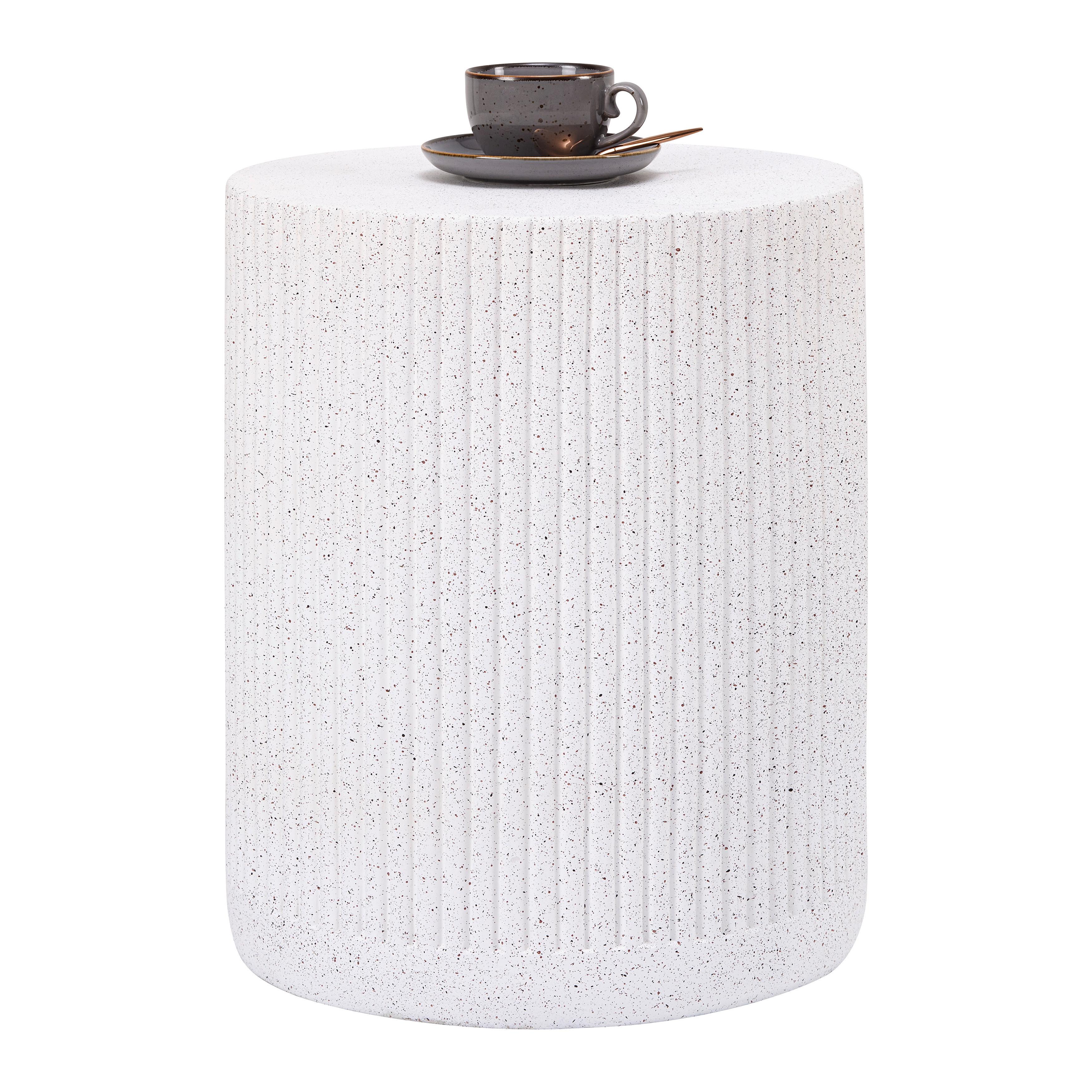 Hocker/Beistelltisch Jasper Weiß - Weiß, MODERN, Stein (39/48/39cm) - Mömax